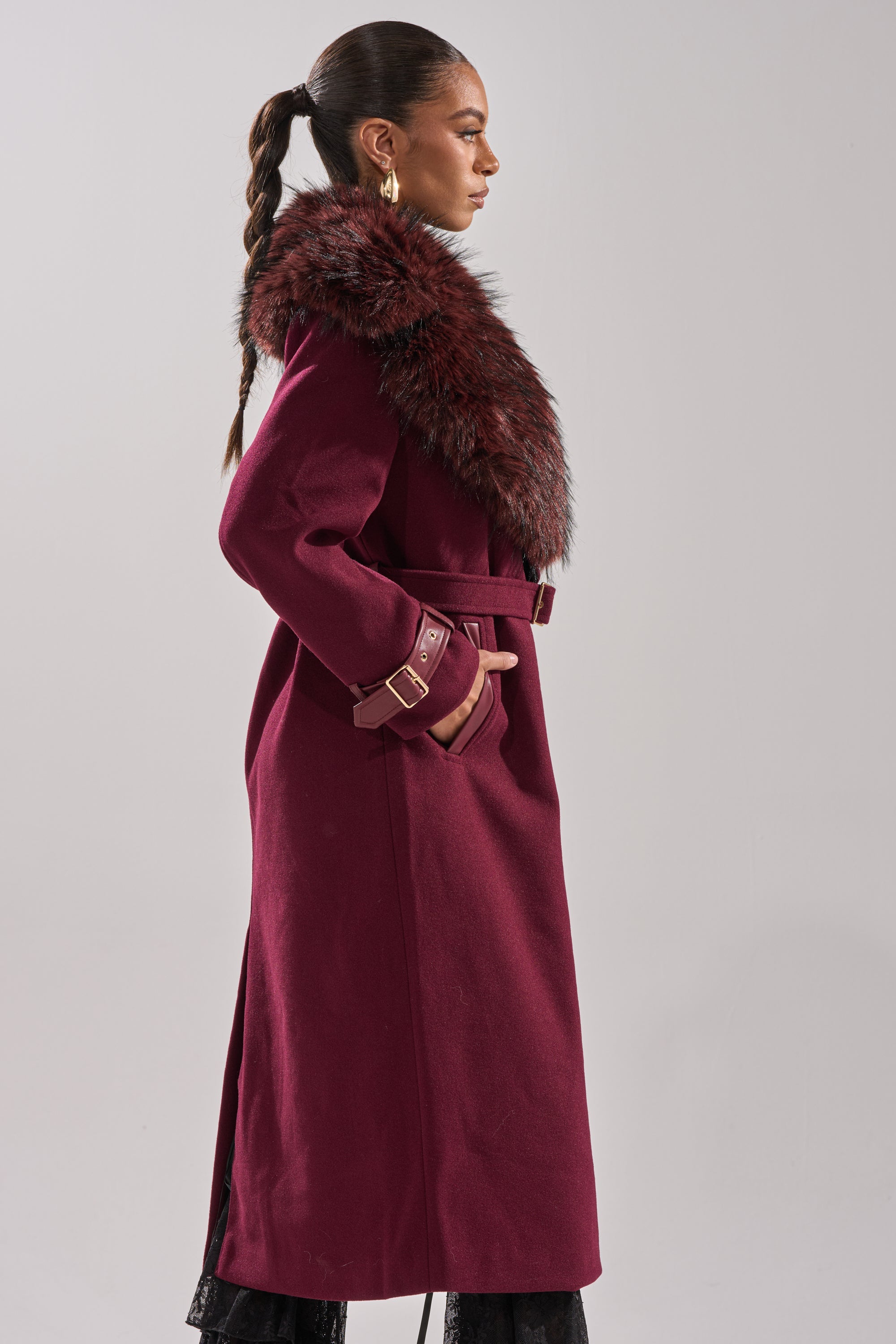 CATALINA FUR COLLAR TRENCH