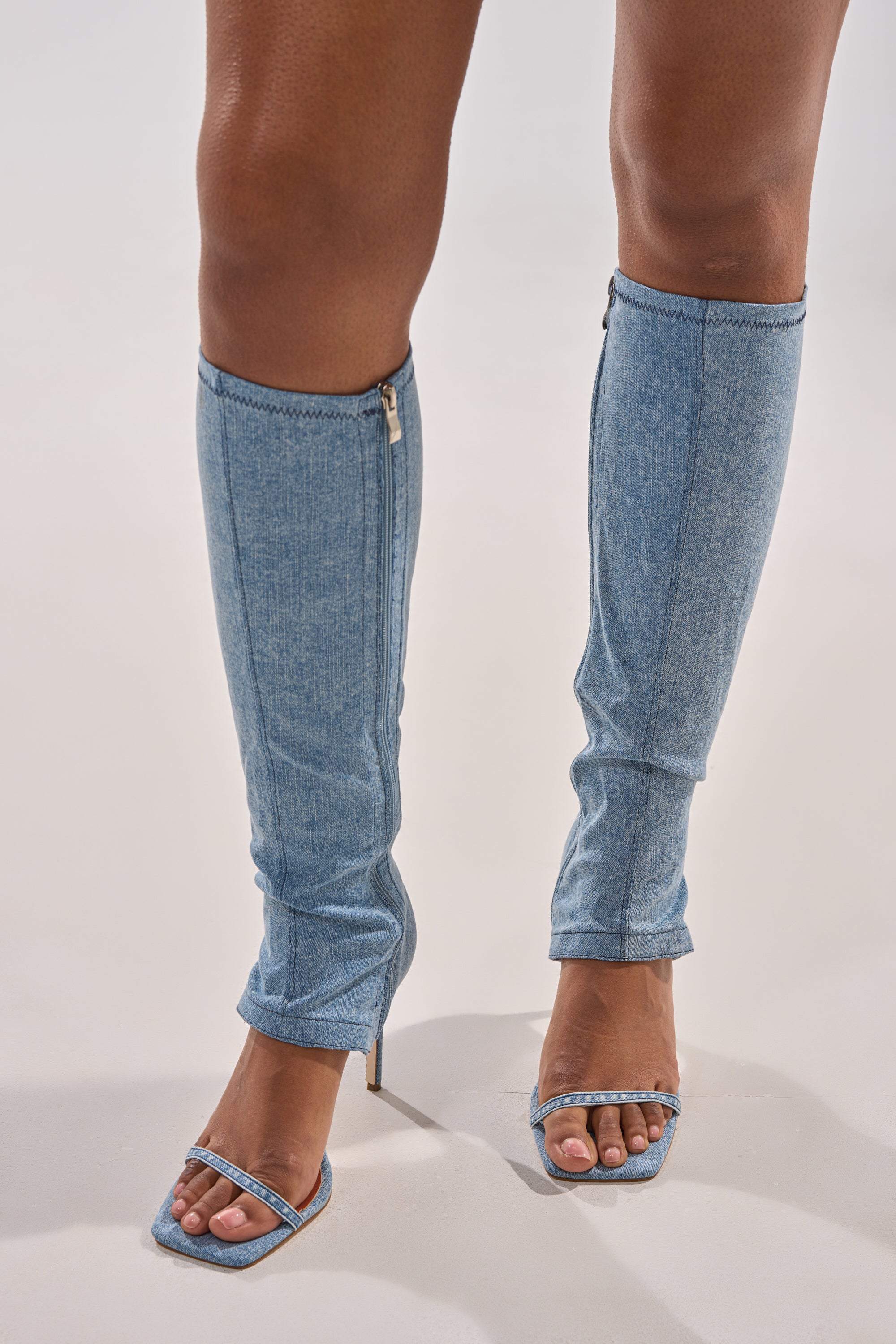 AZALEA WANG ALISHAS DENIM GLADIATOR STILETTO SANDAL