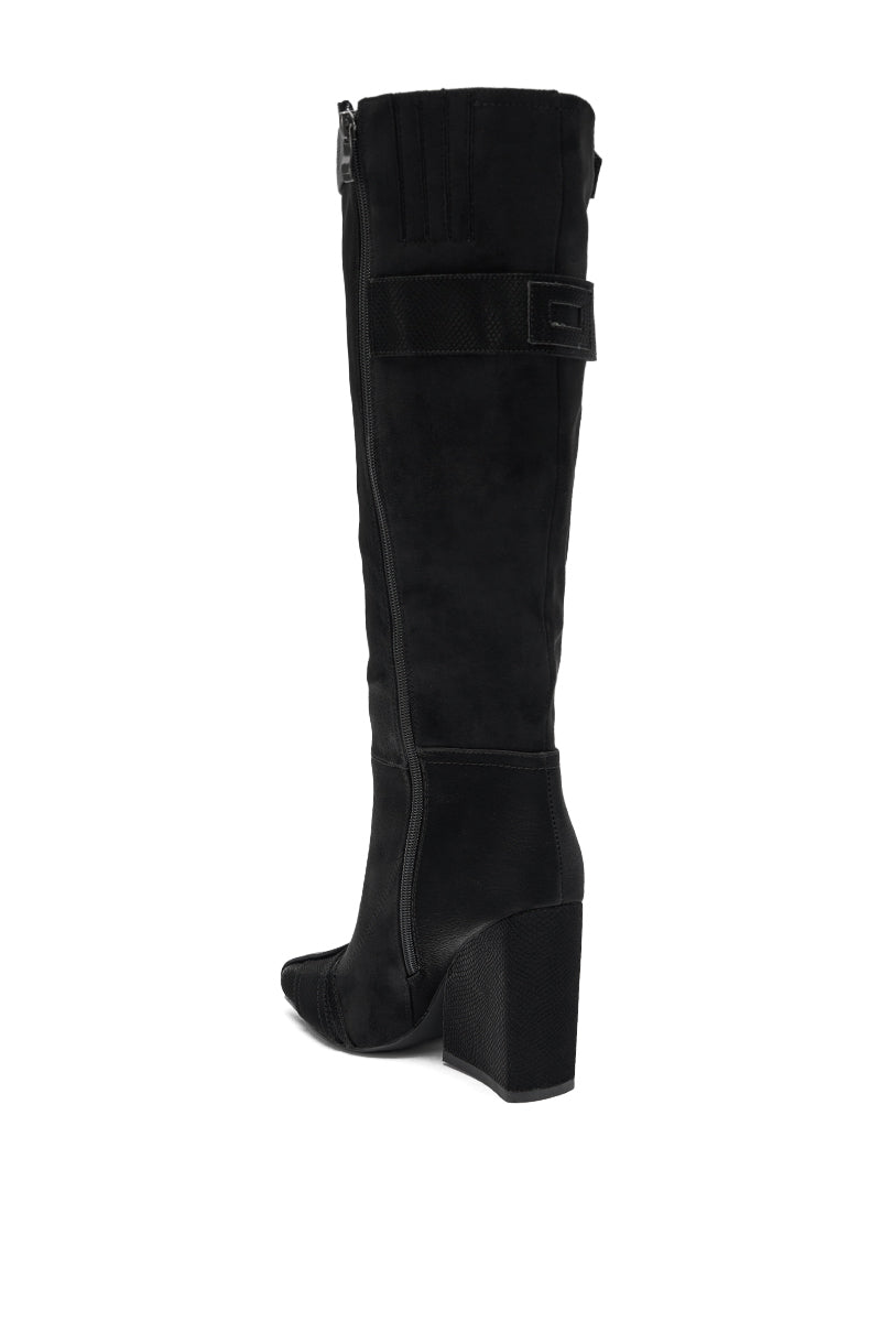 AZALEA WANG ALLONAS BLACK KNEE HIGH CHUNKY BOOT