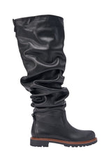 AZALEA WANG ARDIS BLACK FLAT RUCHED BOOT