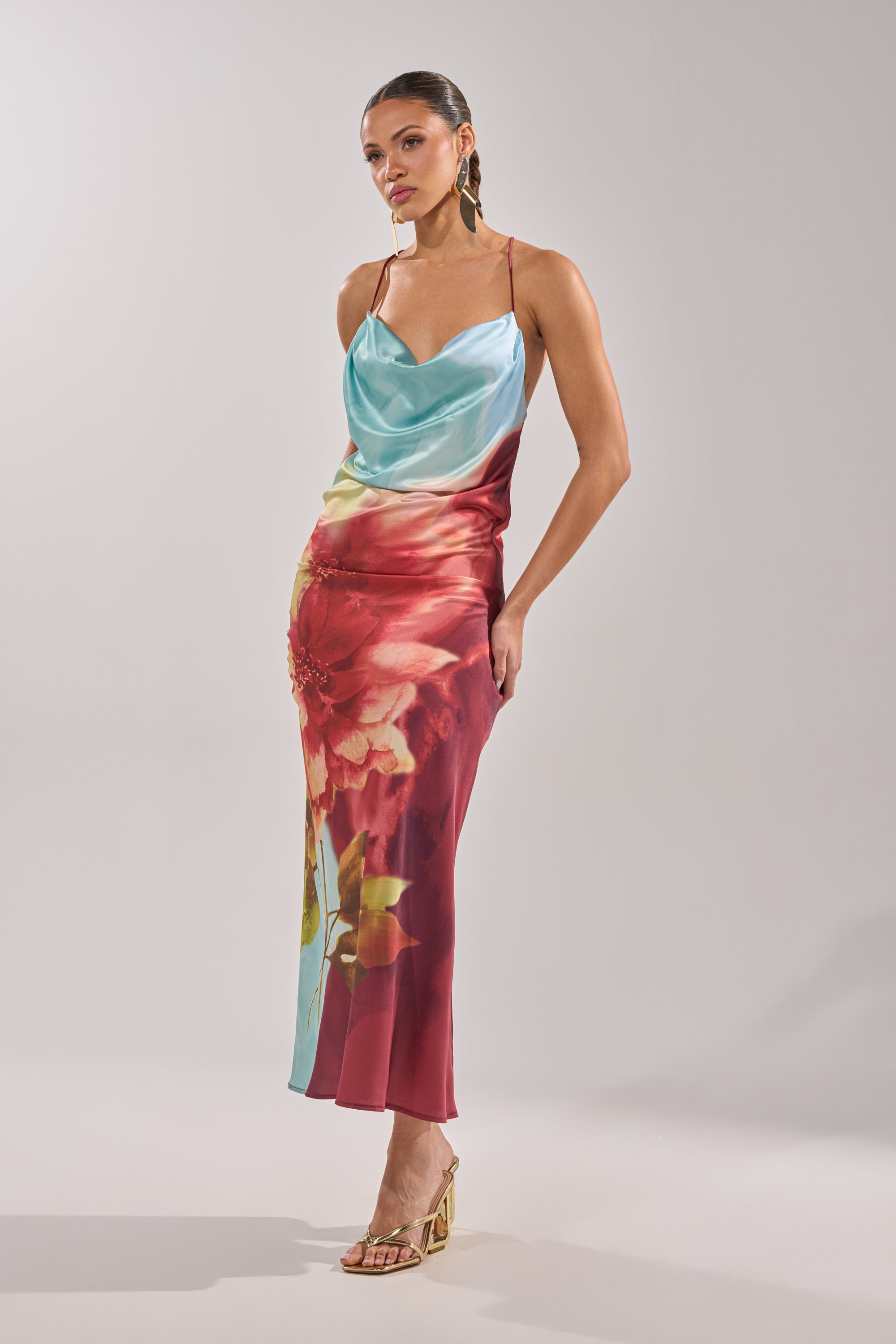 WORK OF ART SATIN MAXI DRESS