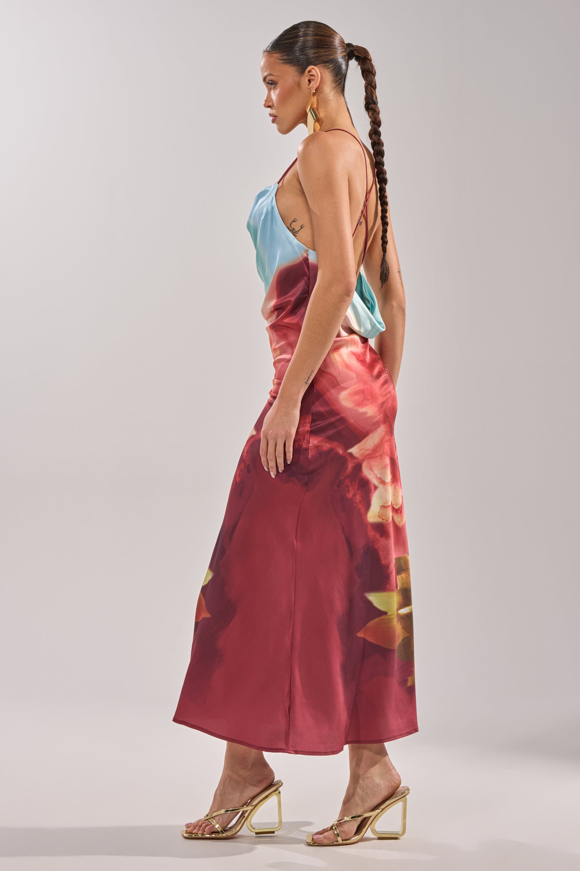 WORK OF ART SATIN MAXI DRESS