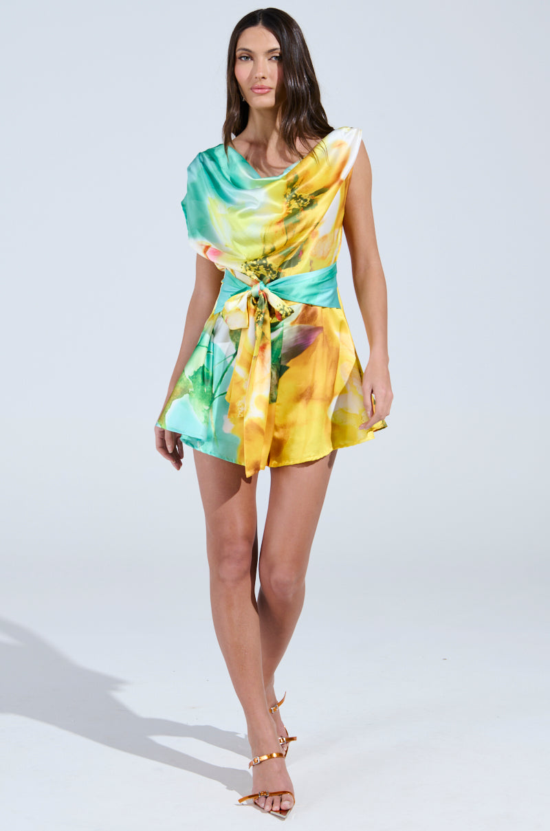 RALEIGH PRINTED SATIN ROMPER