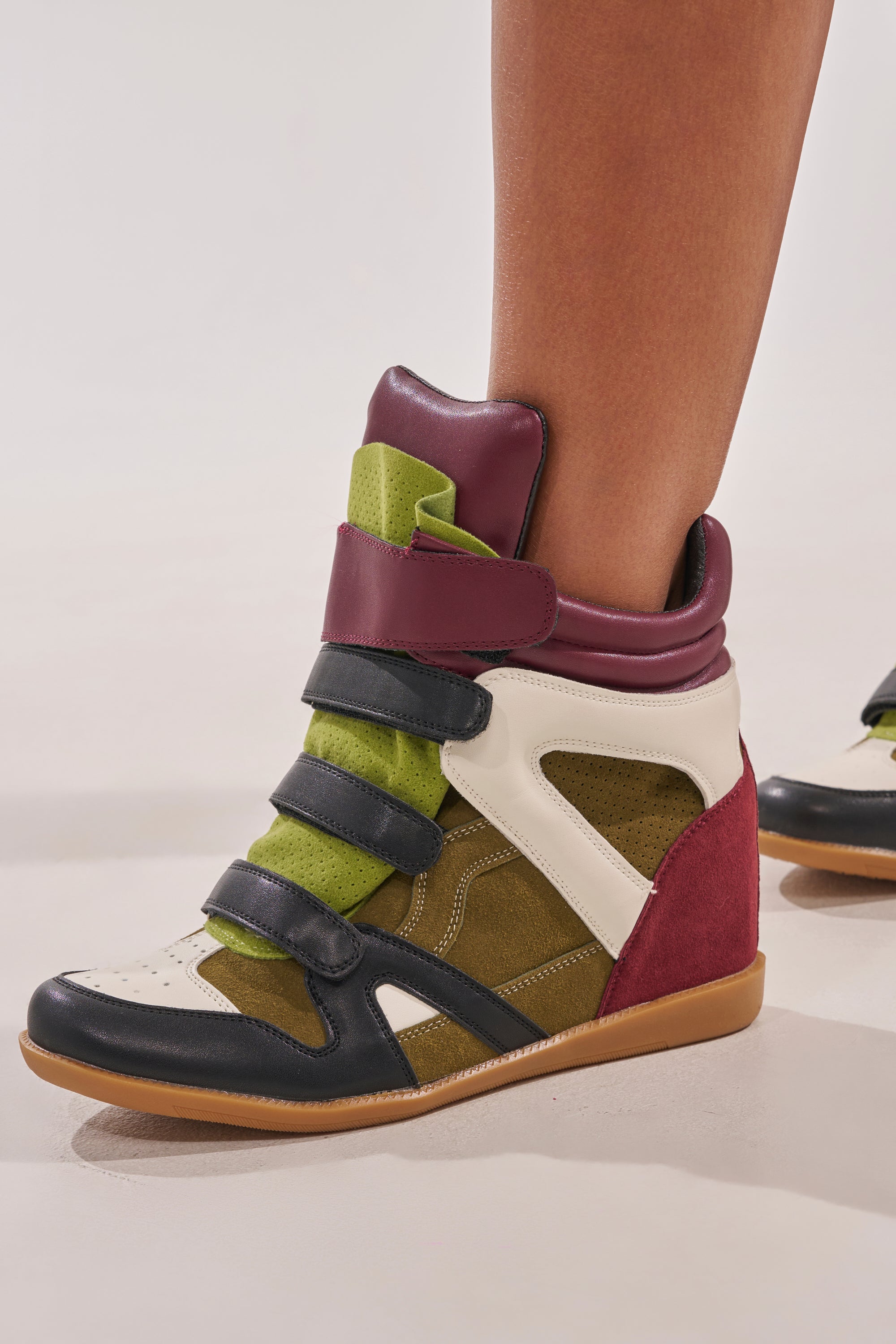 AZALEA WANG BRYANT OLIVE MULTI WEDGE SNEAKER