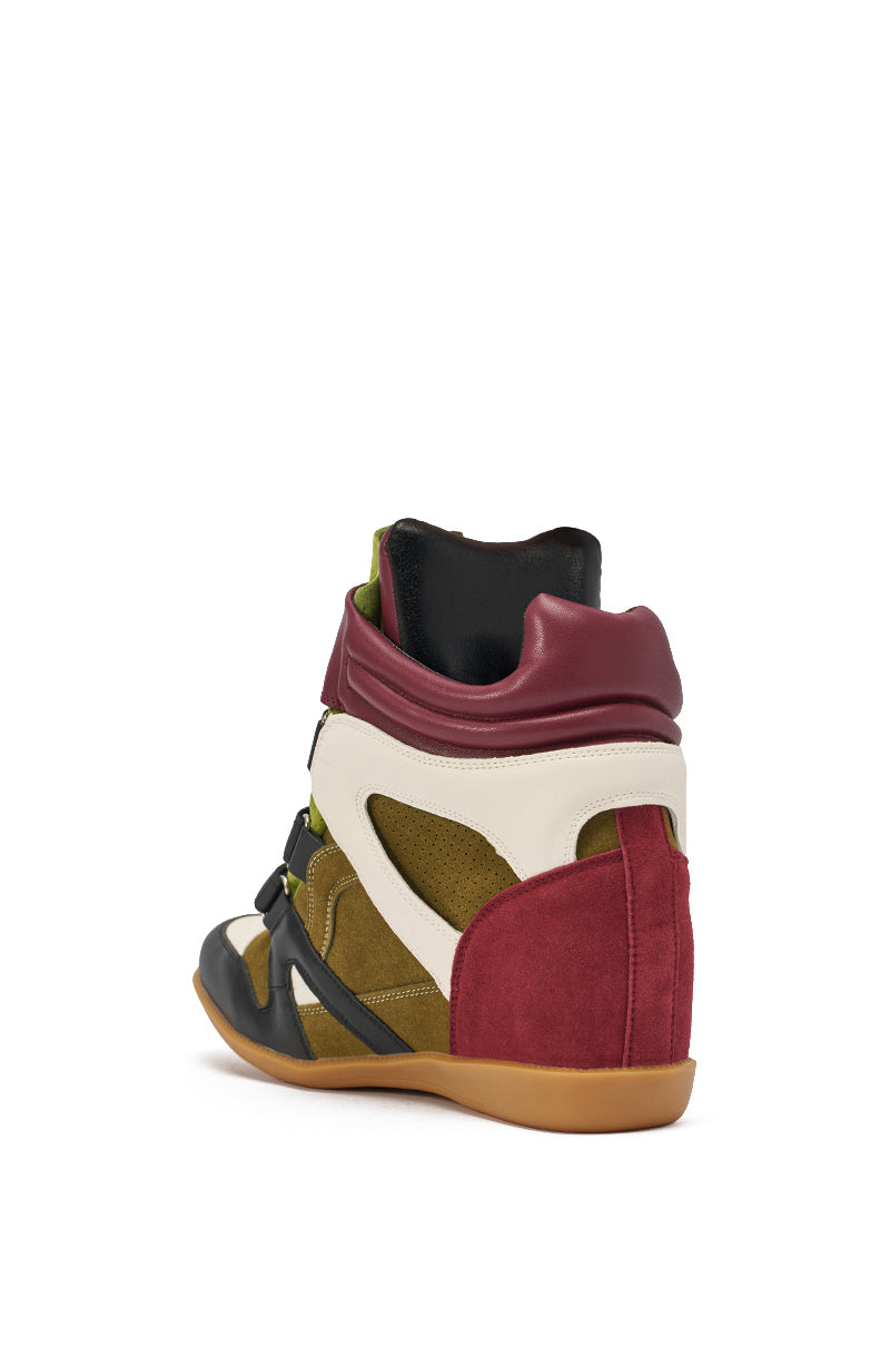 AZALEA WANG BRYANT OLIVE MULTI WEDGE SNEAKER