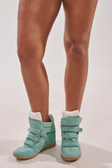 AZALEA WANG BRYANT TEAL WEDGE SNEAKER
