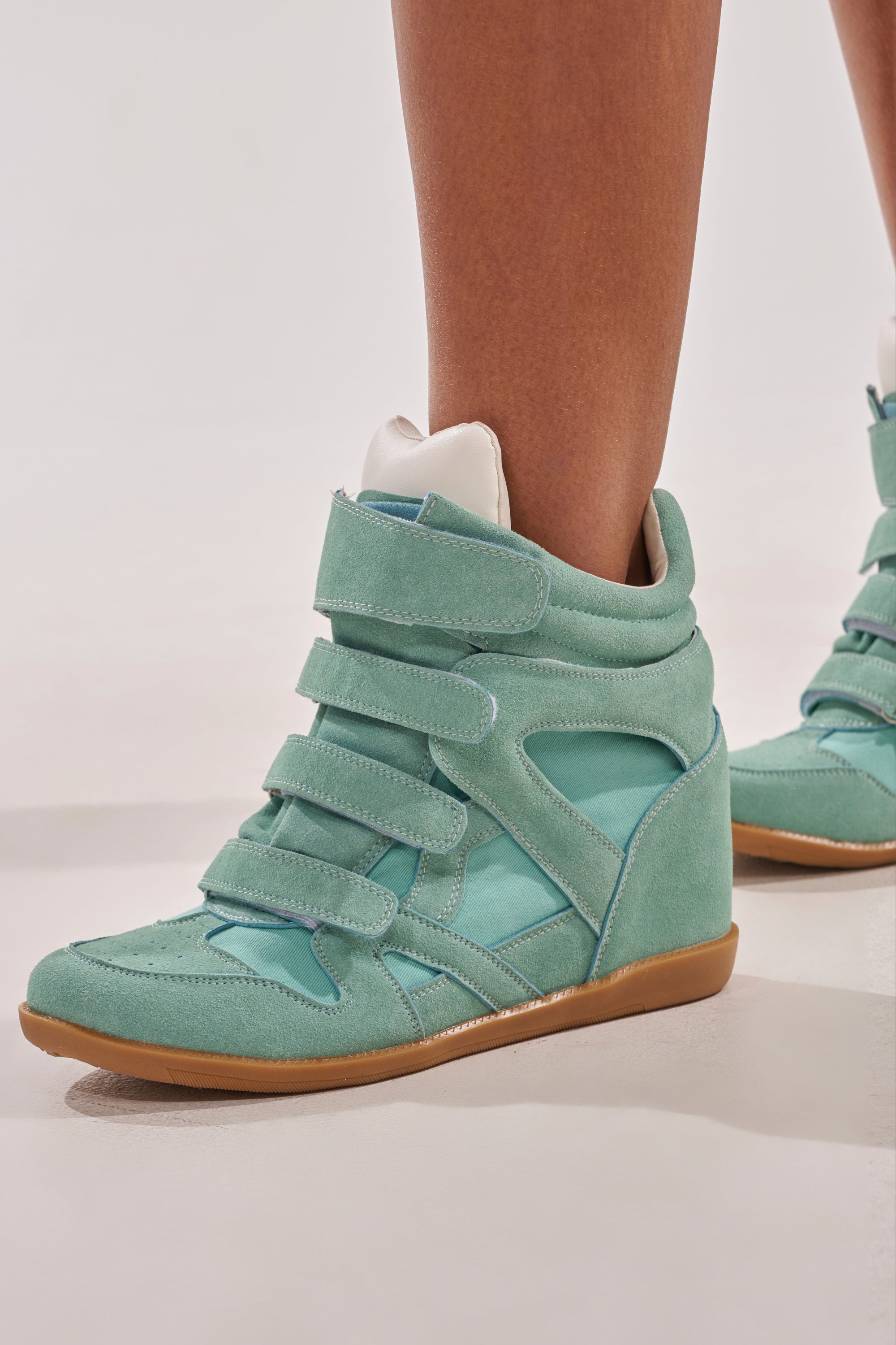AZALEA WANG BRYANT TEAL WEDGE SNEAKER