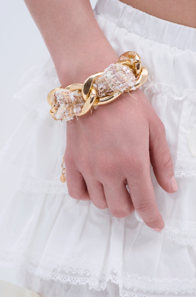 COCO TWEED AND CHAIN BRACELET