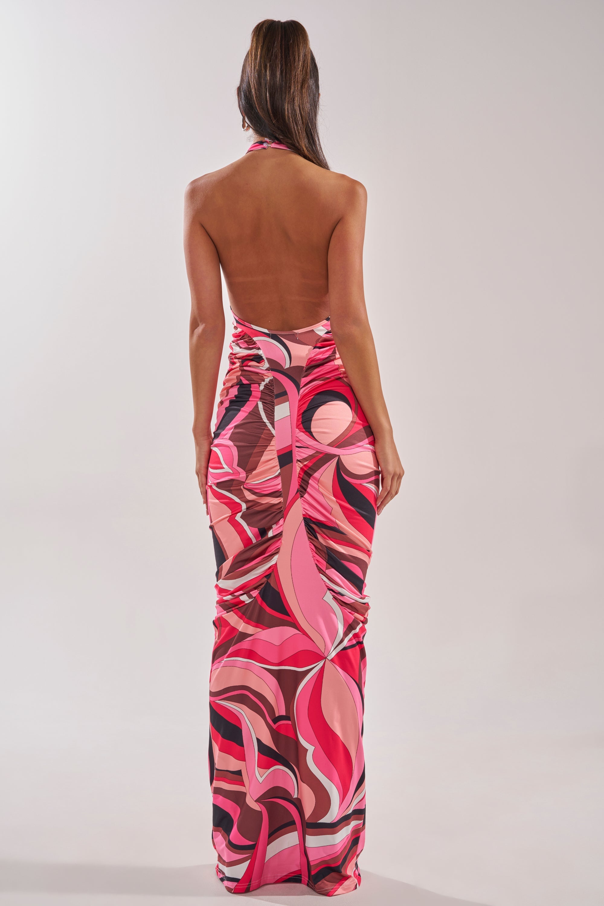 PERFECTLY EXTRA HIGH NECK PRINTED MAXI DRESS