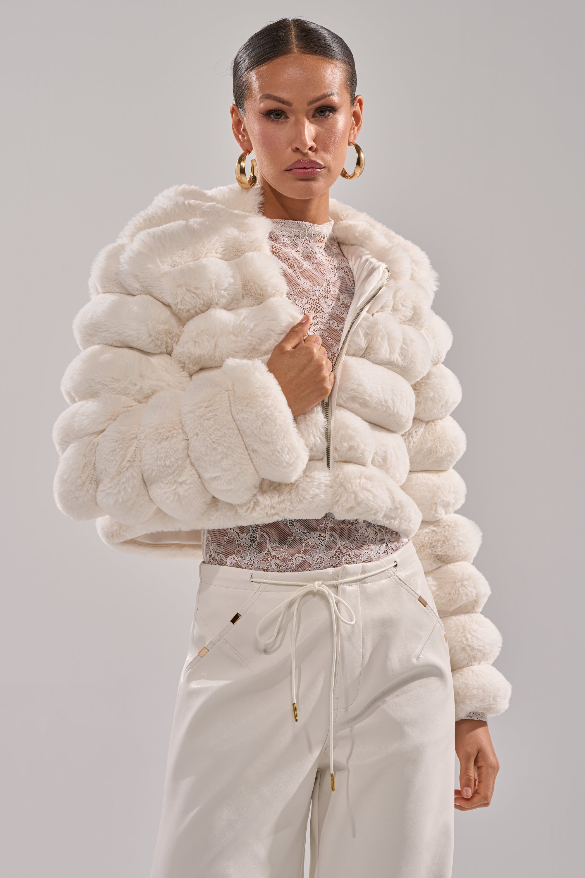 POPCORN FAUX FUR IN WHITE