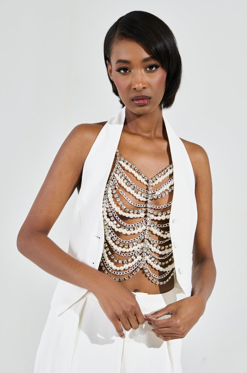 EVA PEARL AND RHINESTONE BODY CHAIN
