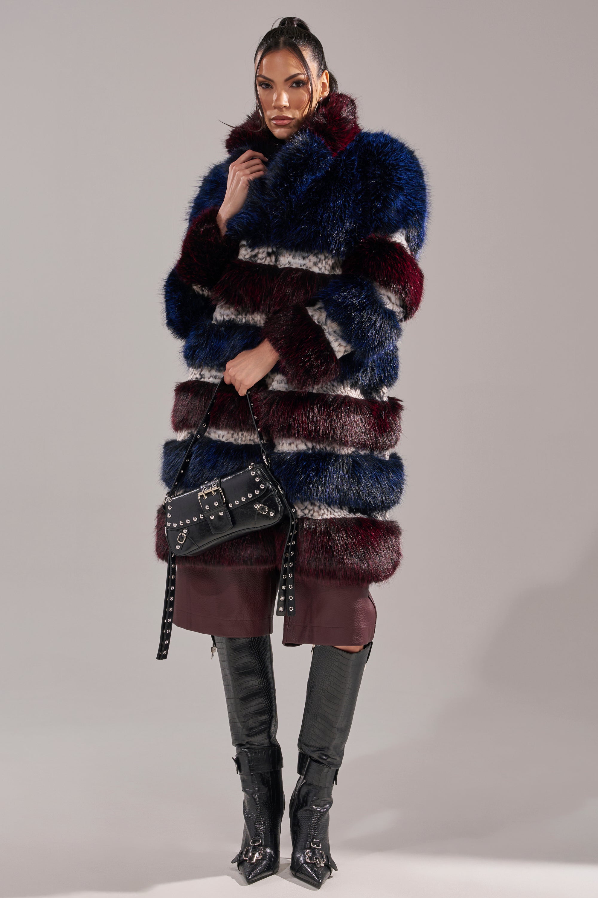 EGO PANELED FAUX FUR COAT