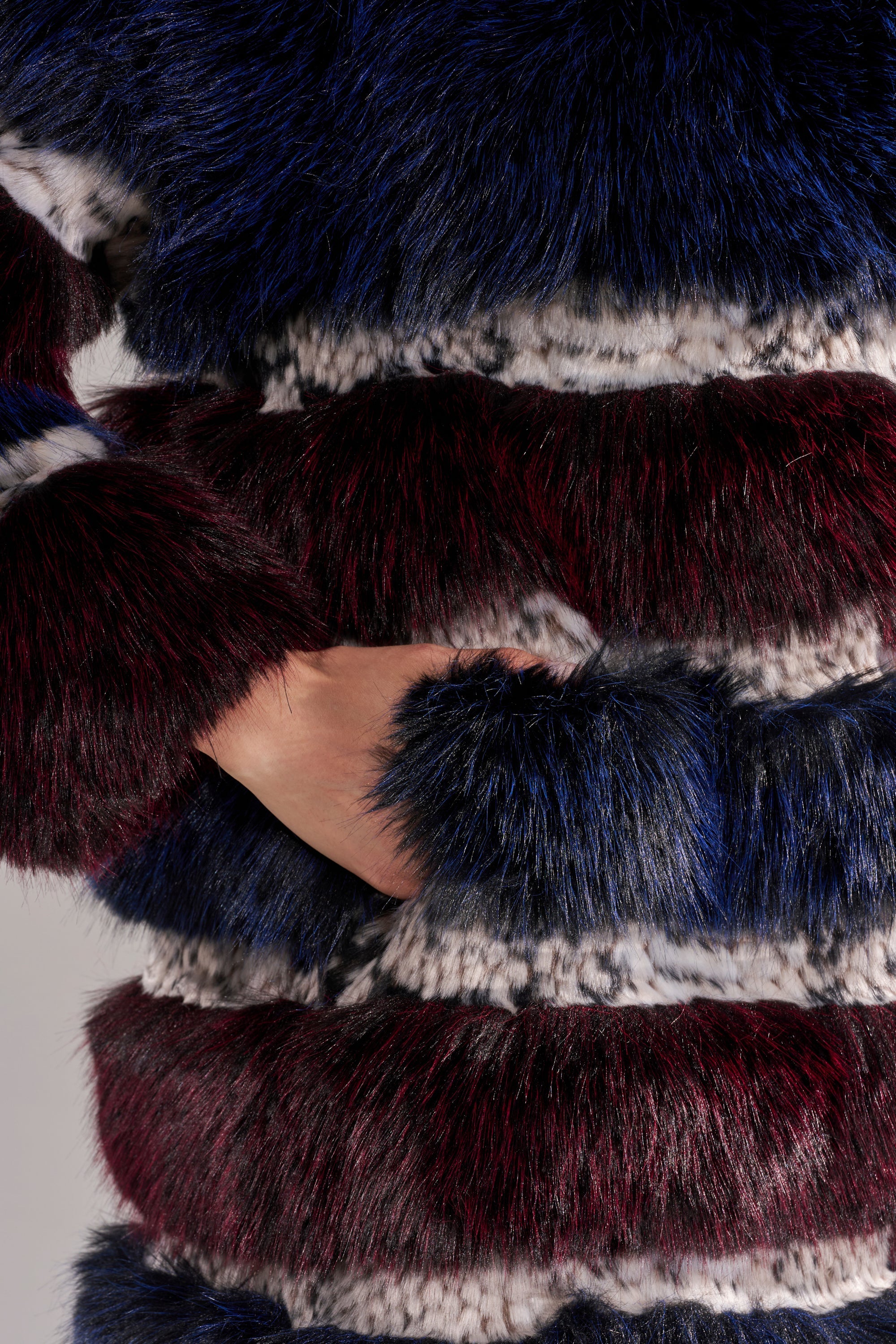EGO PANELED FAUX FUR COAT