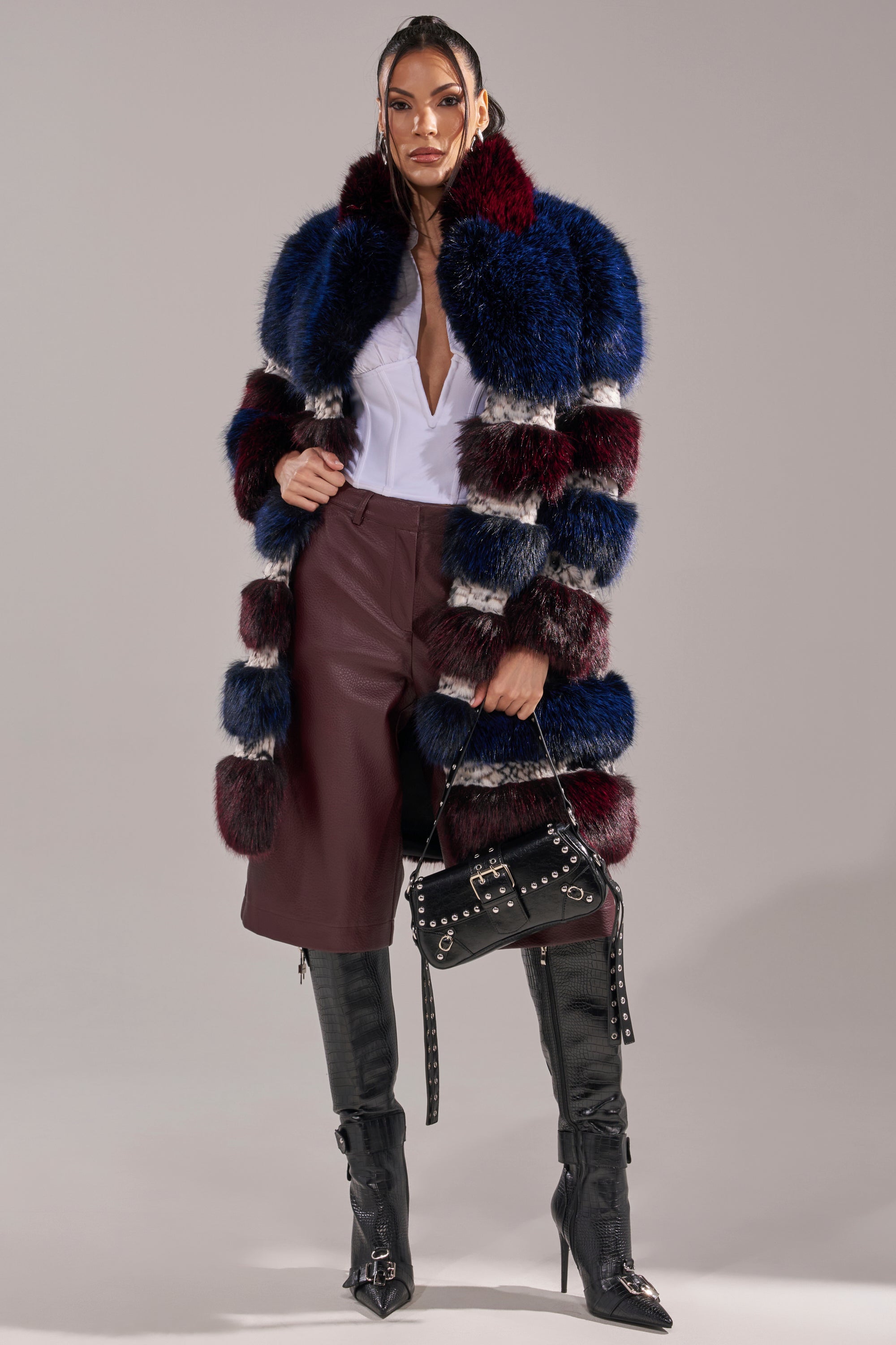EGO PANELED FAUX FUR COAT