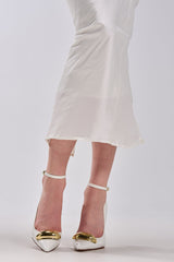 AZALEA WANG ESMARIA WHITE METAL EMEBELLISHED PUMP