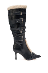 AKIRA GOLD FIERO BLACK PU AND SHERPA BUCKLE