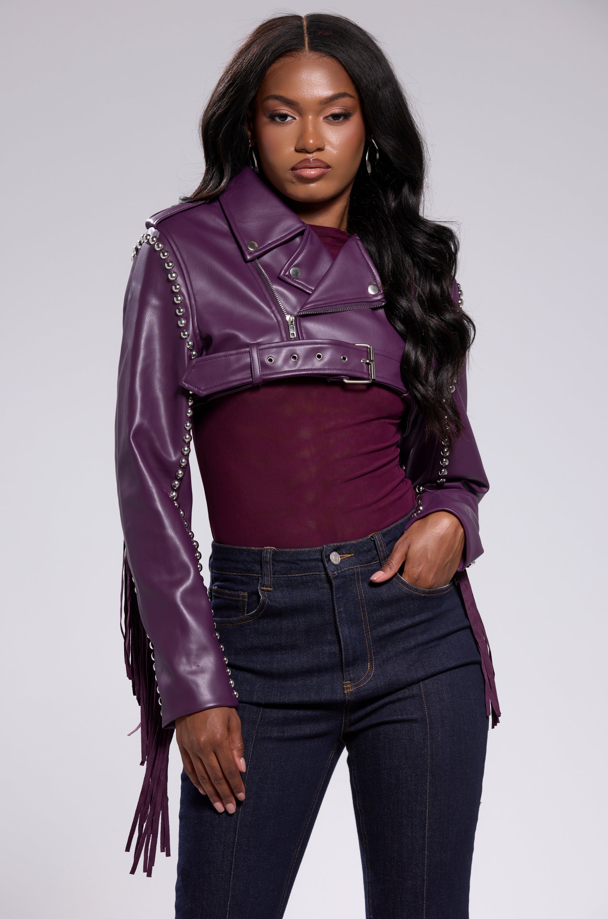 HOLD EM CROPPED FRINGE MOTO