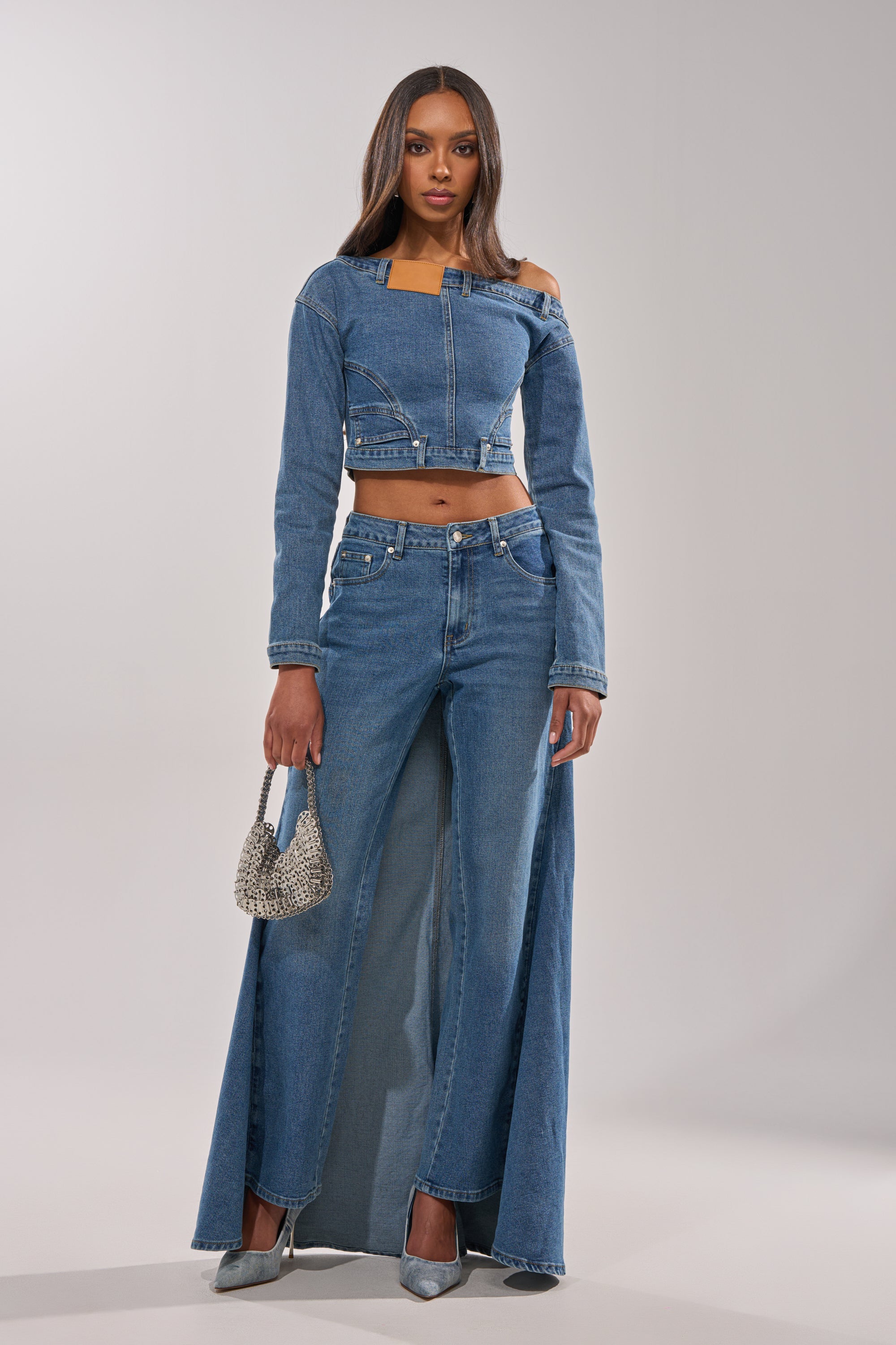 SHAKE IT OFF DENIM PANT WITH SKIRT ATTACHED