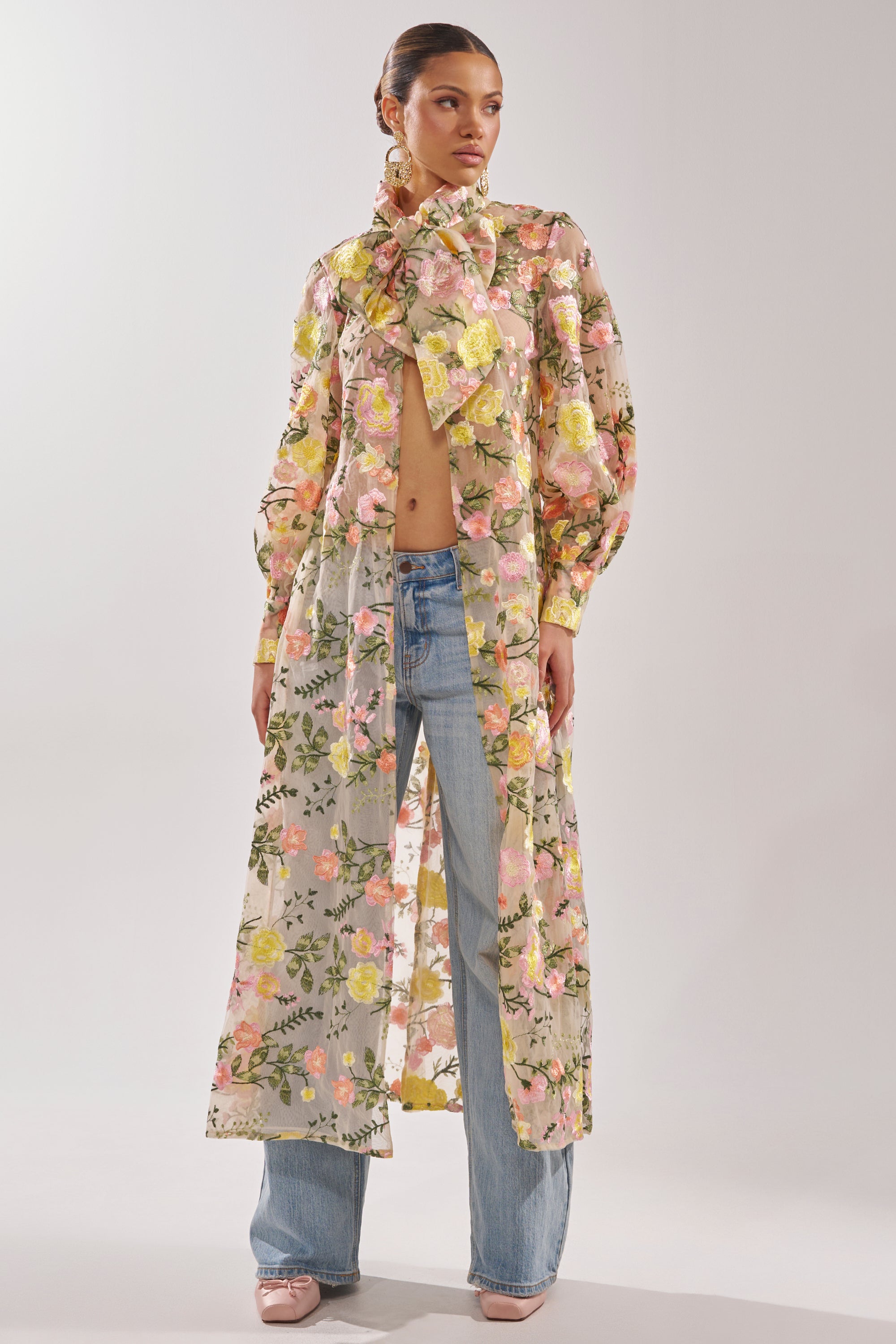 BOUQUET DREAMS FLORAL TULLE DUSTER