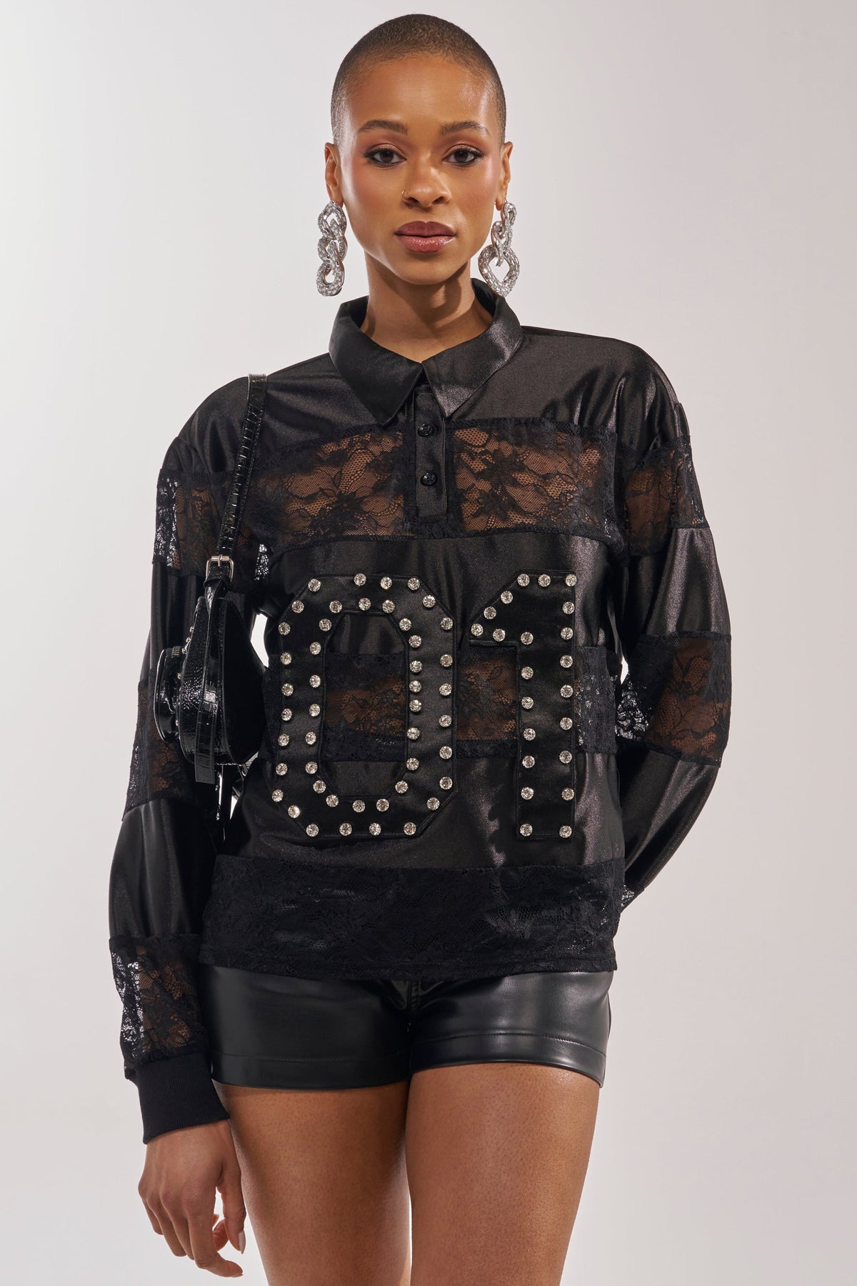 AT THE GAME PU LACE JERSEY TOP