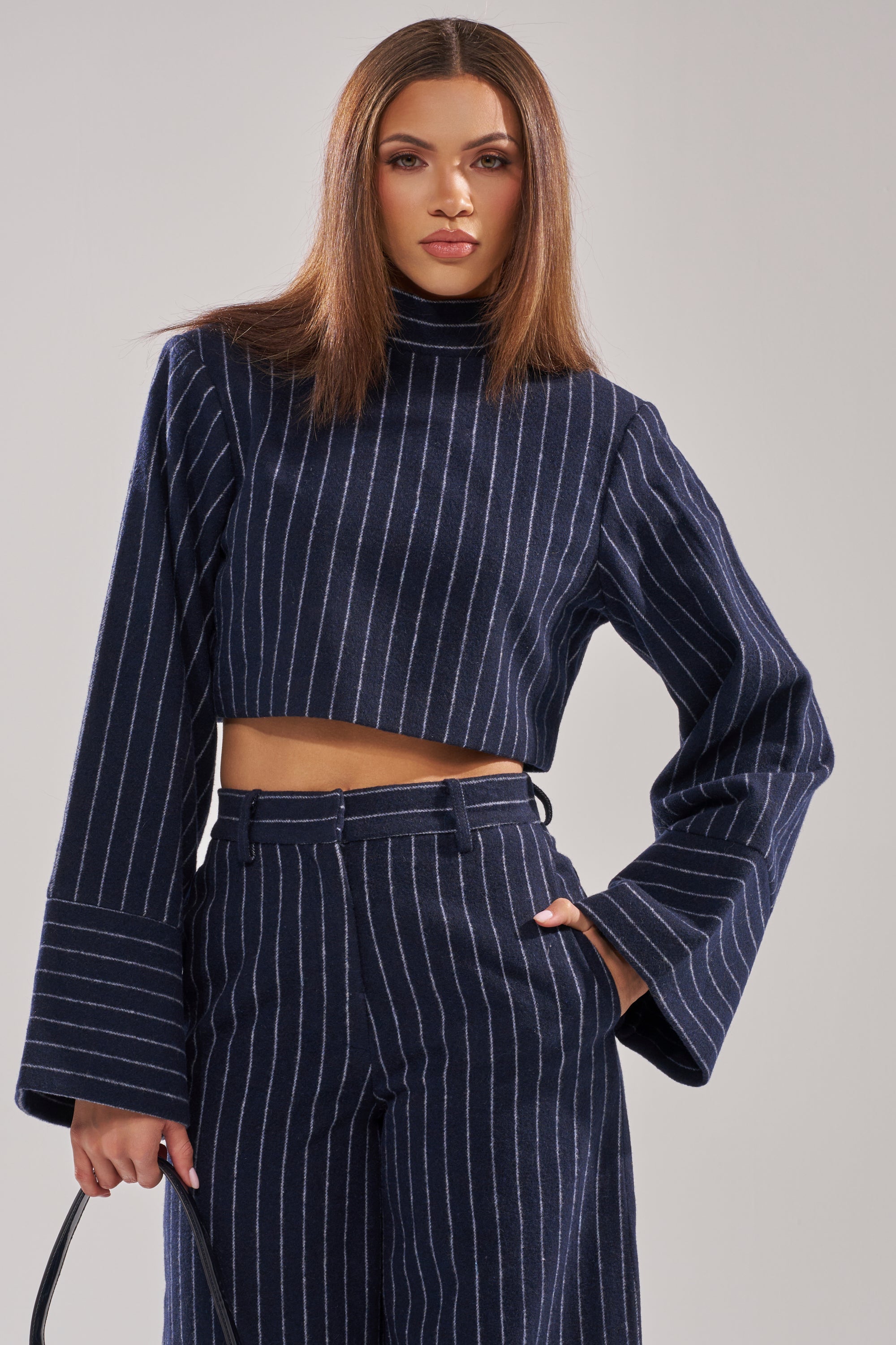STRICTLY BUSINESS PINSTRIPE BLOUSE