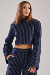 STRICTLY BUSINESS PINSTRIPE BLOUSE