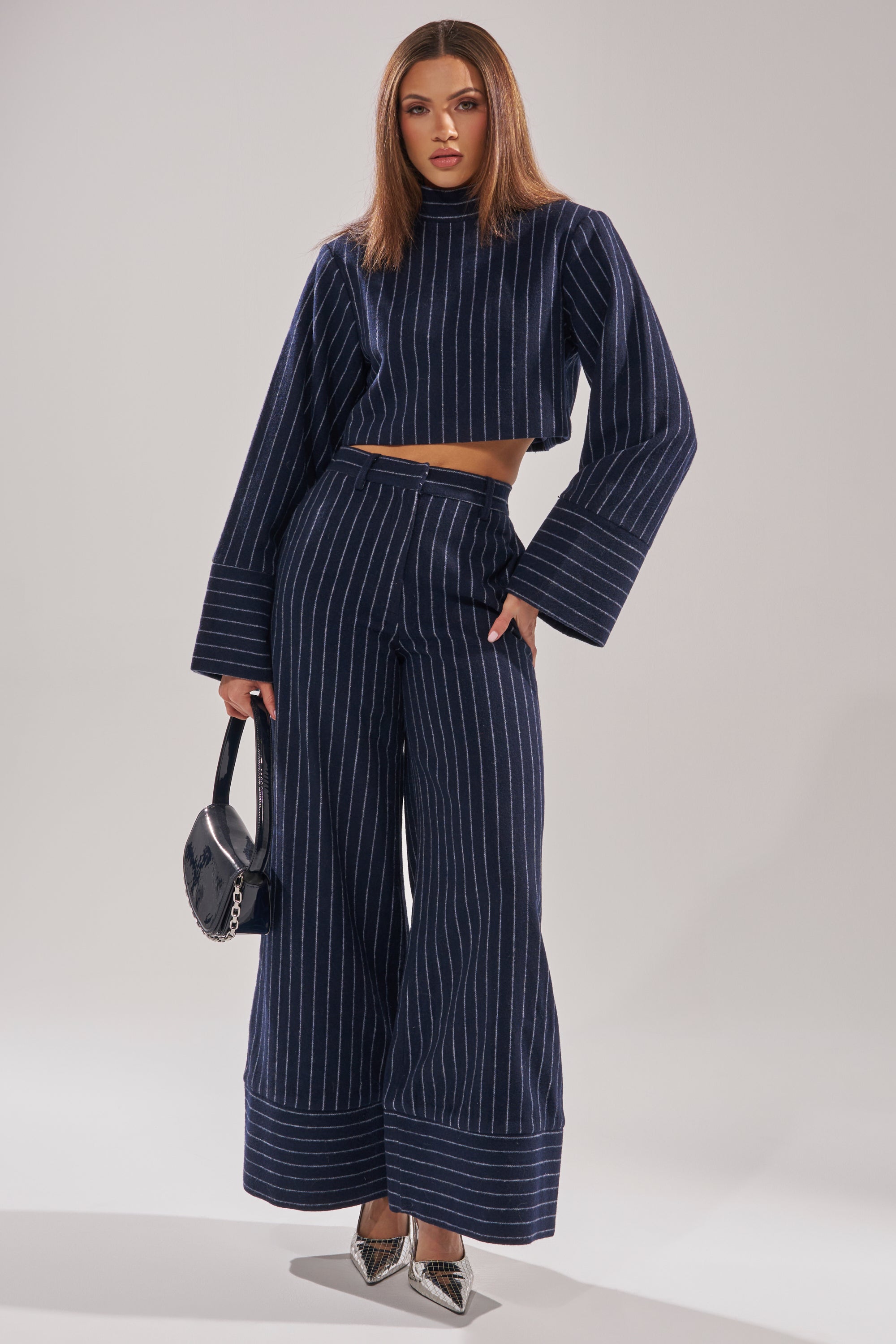 STRICTLY BUSINESS PINSTRIPE BLOUSE
