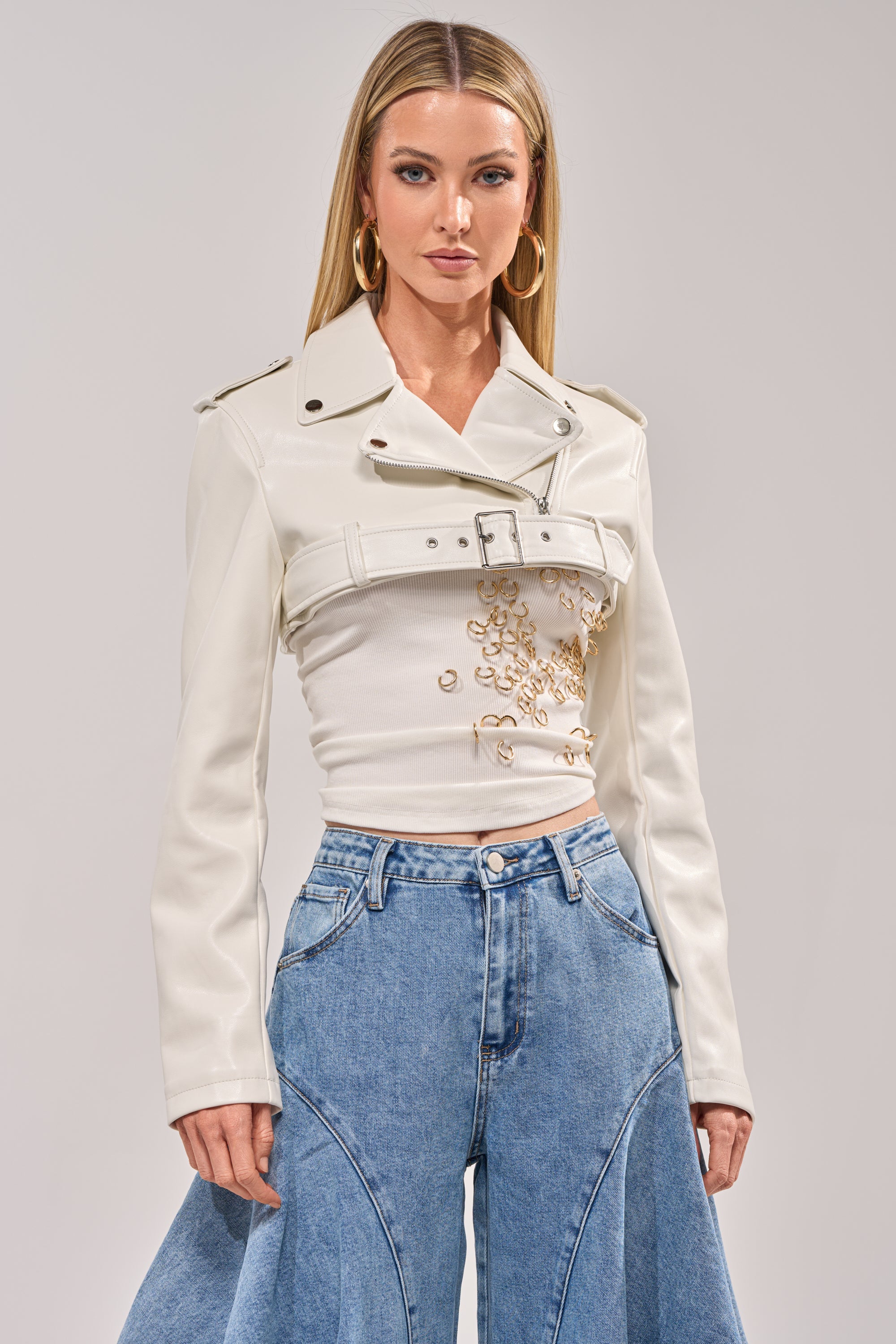 HARLEY LUXE ULTRA CROP MOTO IN WHITE