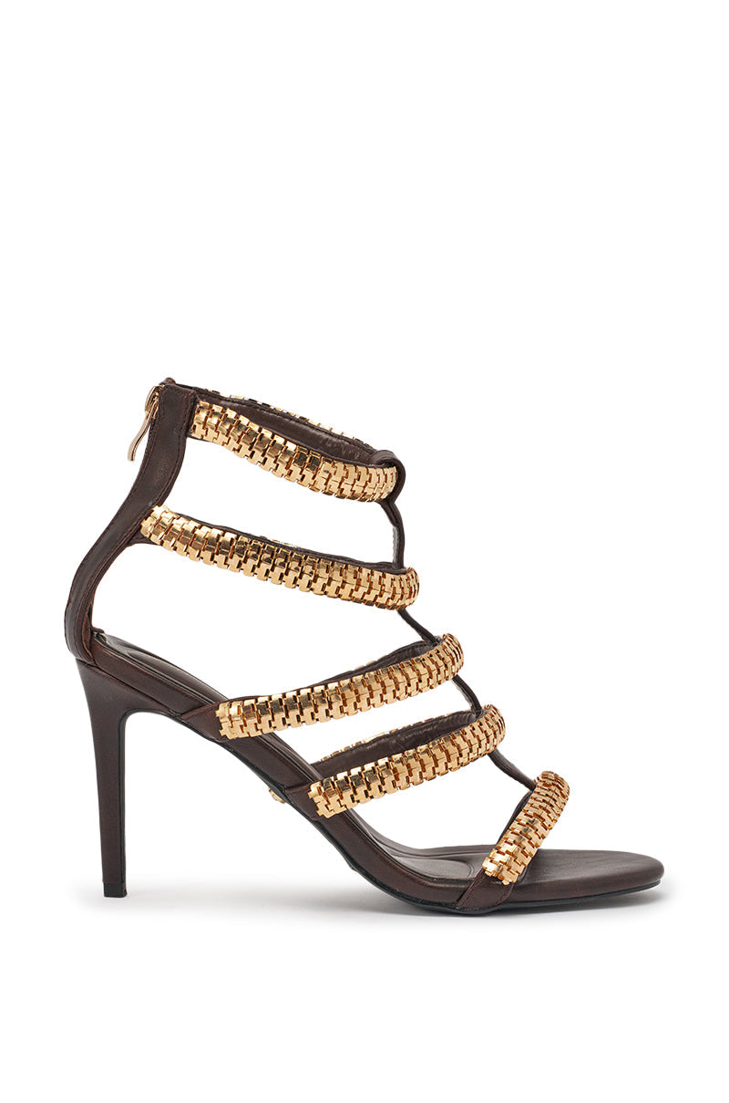 AZALEA WANG HERSILIE BROWN GLADIATOR STILETTO