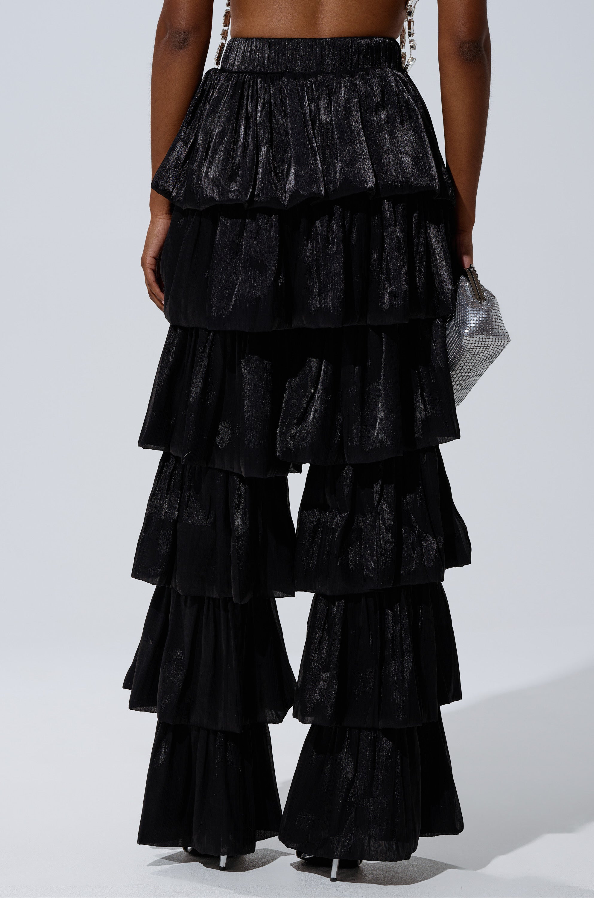 STAR OF THE NIGHT FLOUNCY PANT IN BLACK