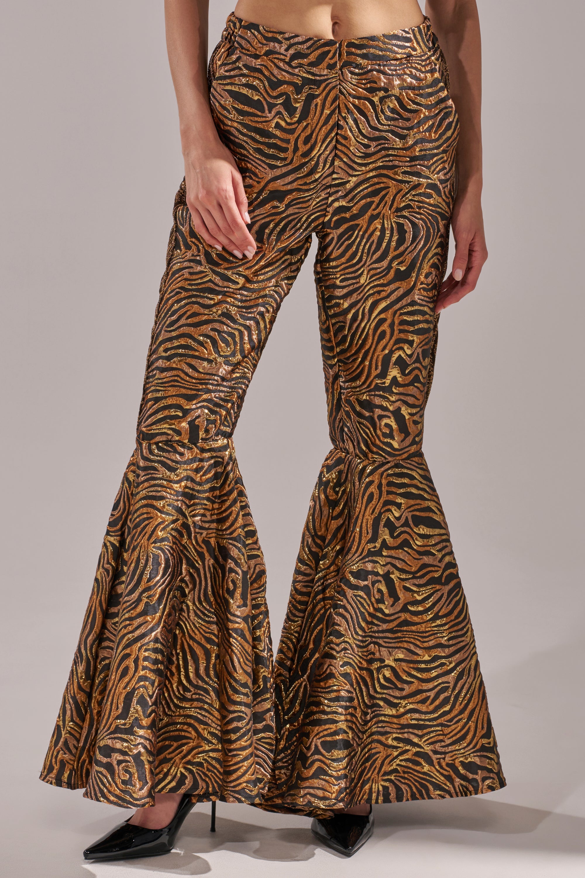 GET IN MOTION BROCADE FLARE TROUSER