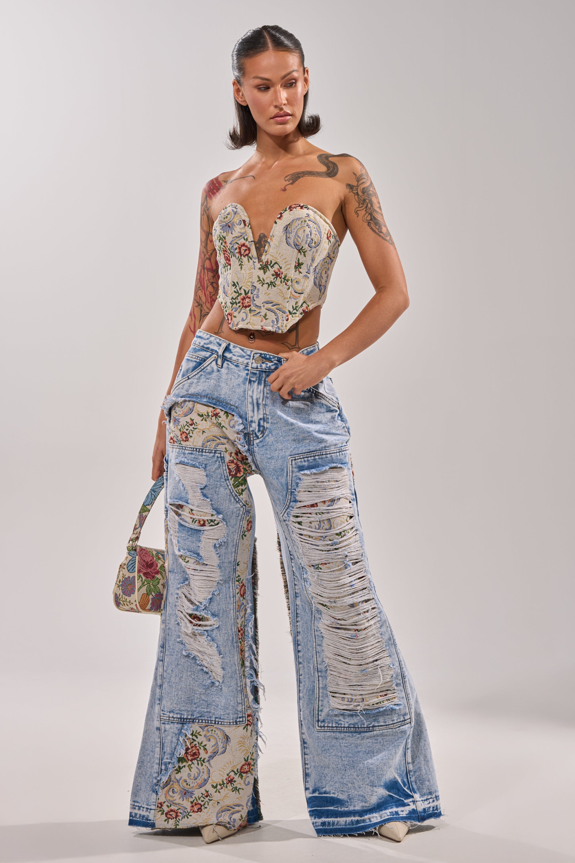 LANA DISTRESSED JACQUARD CORSET