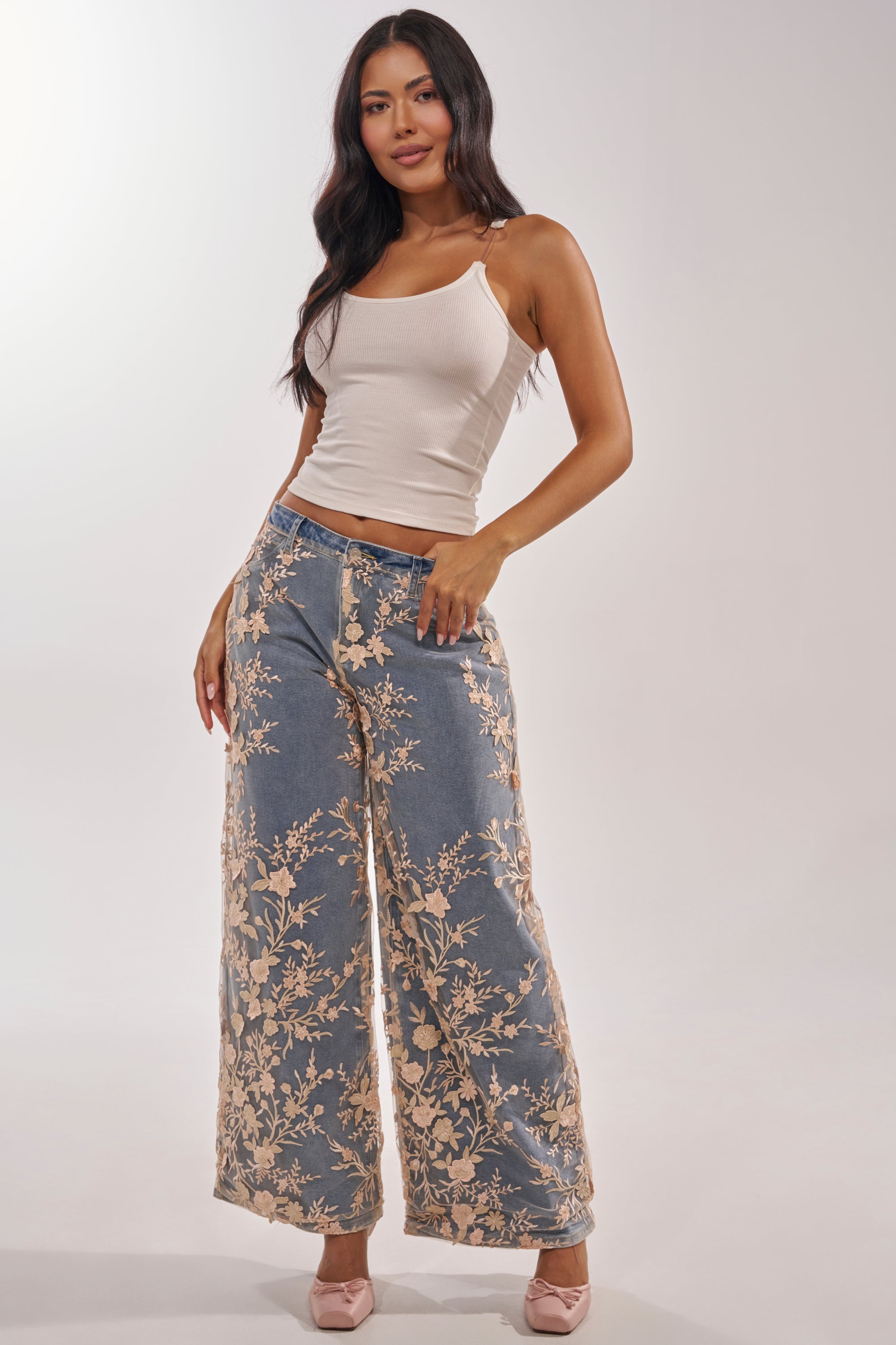 FLY AWAY WITH ME FLORAL DENIM