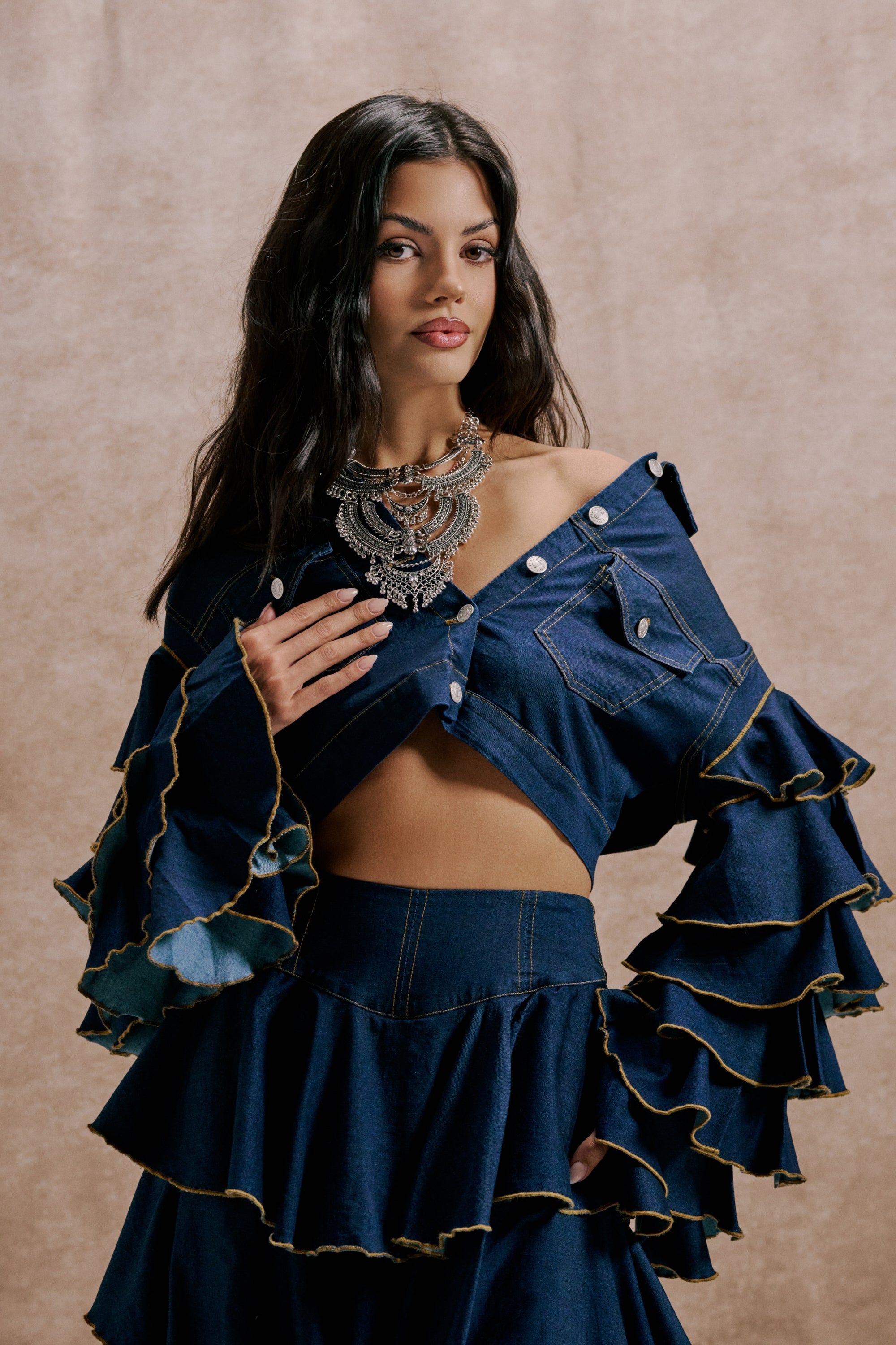 SHAKE IT OUT CROPPED DENIM JACKET