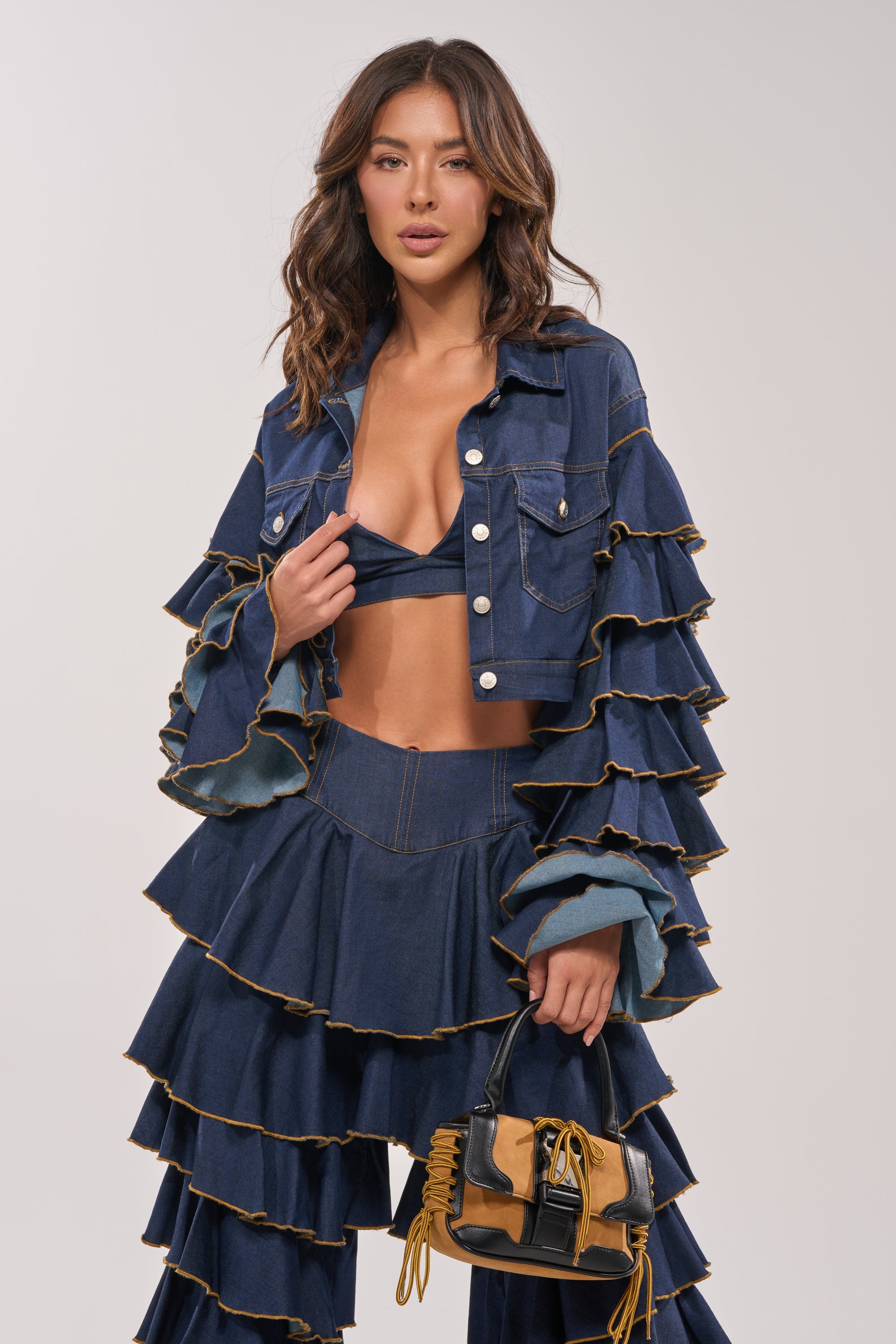 SHAKE IT OUT CROPPED DENIM JACKET