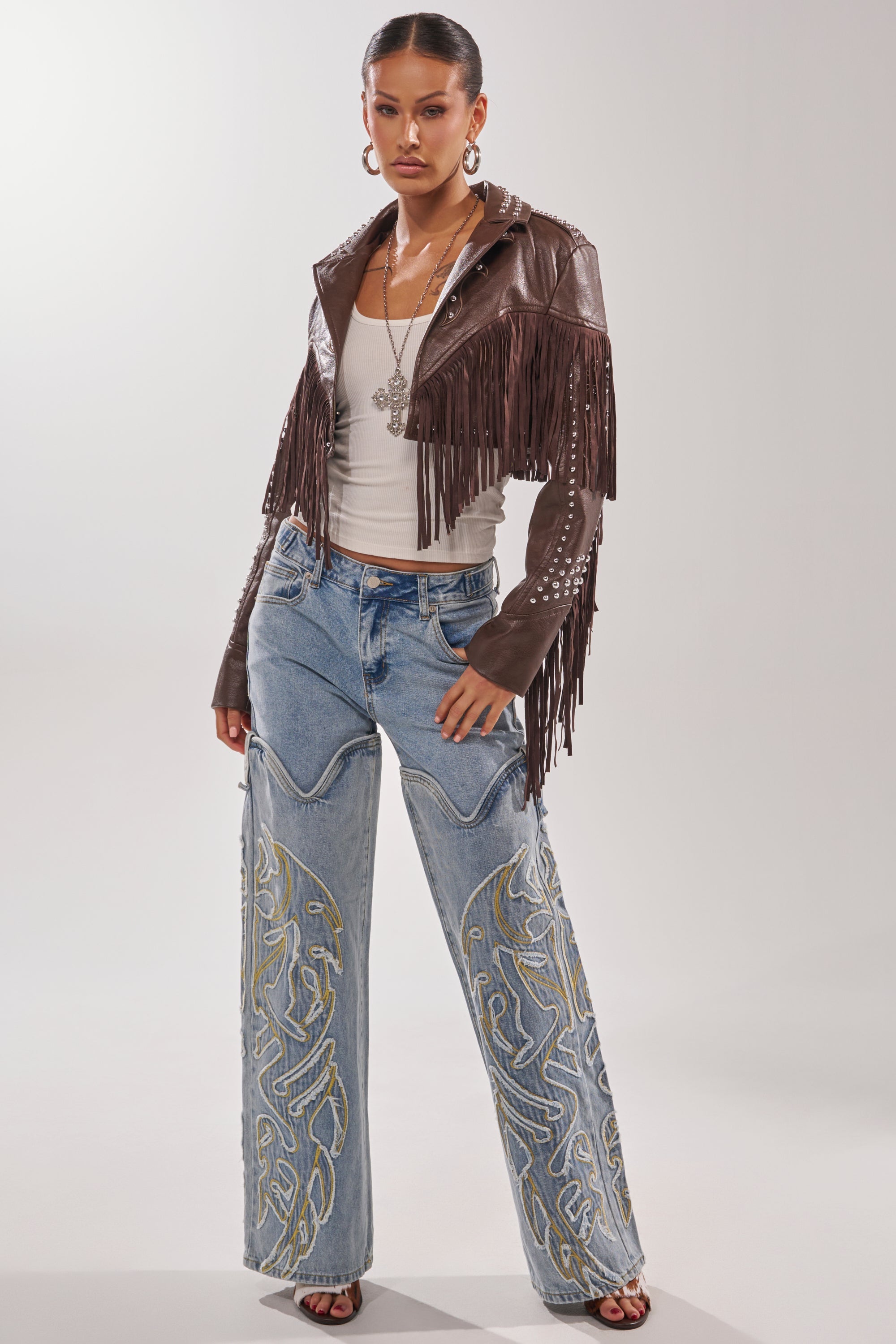 BUCKIN' EMBROIDERED DENIM JEANS