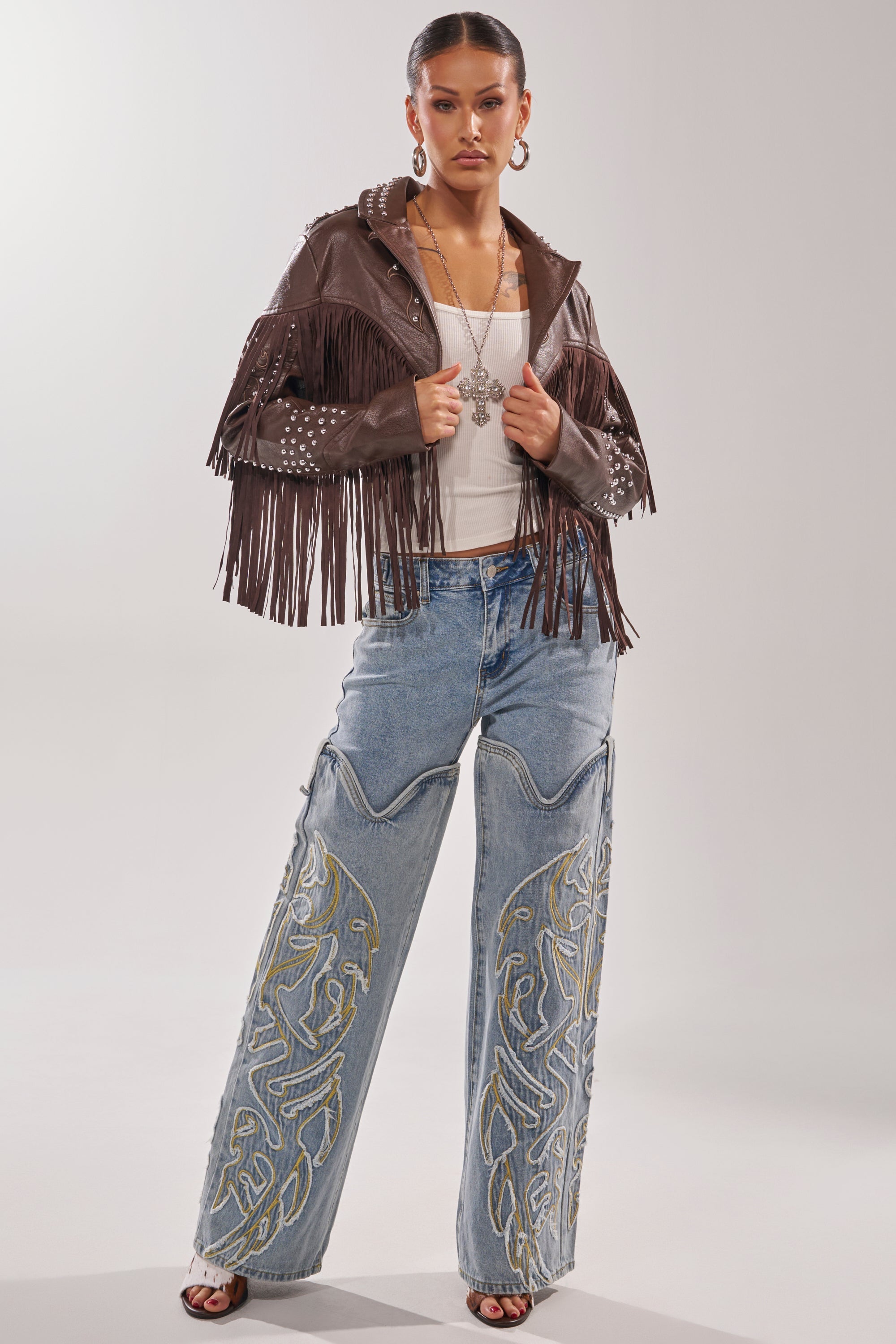 BUCKIN' EMBROIDERED DENIM JEANS