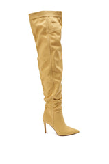 AZALEA WANG JEANNI TAN PANT DETAIL OVER THE KNEE BOOT