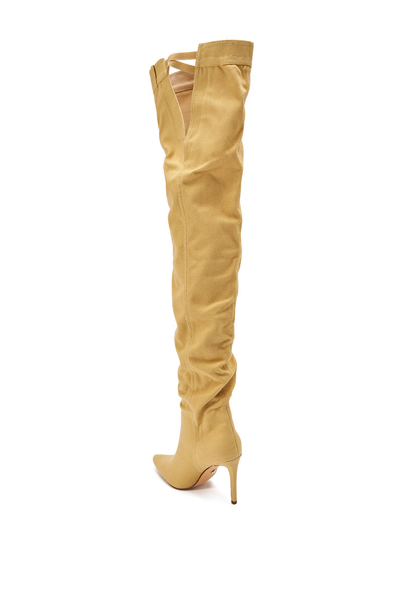 AZALEA WANG JEANNI TAN PANT DETAIL OVER THE KNEE BOOT