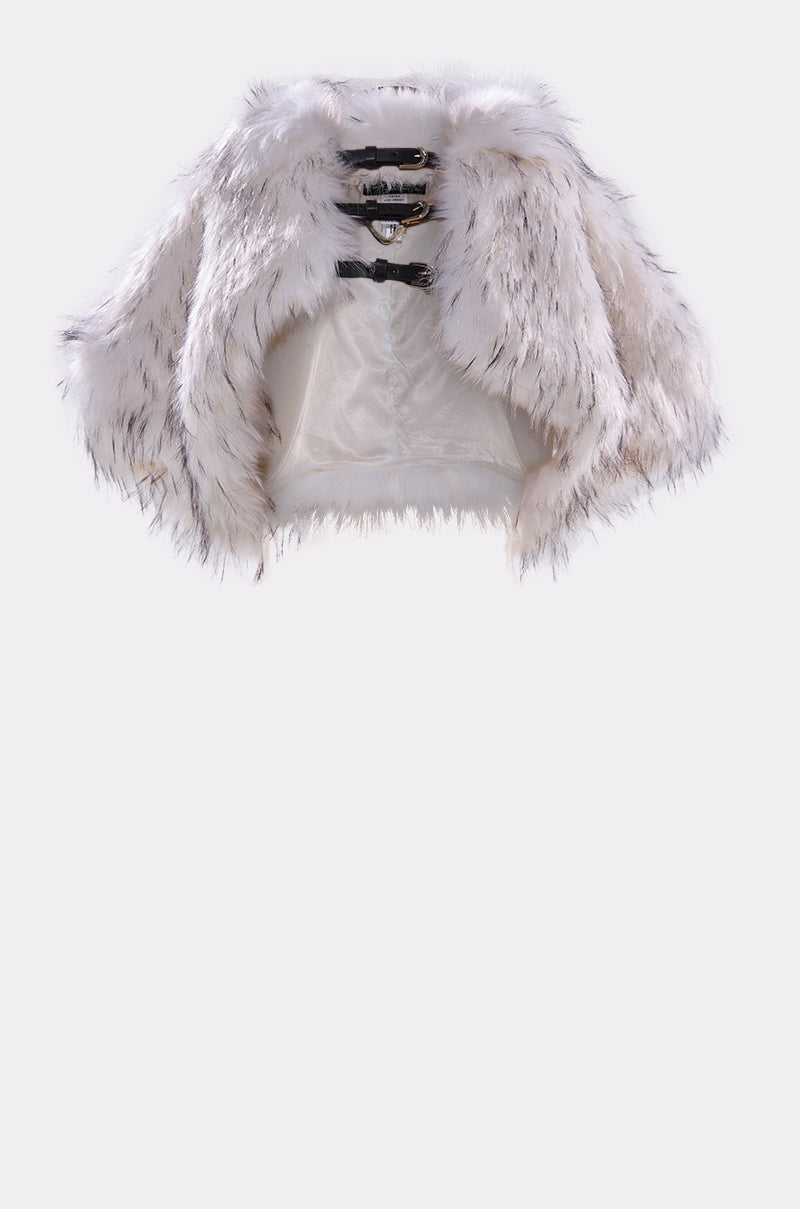 LUXE LIFE FAUX FUR SHAWL IN WHITE