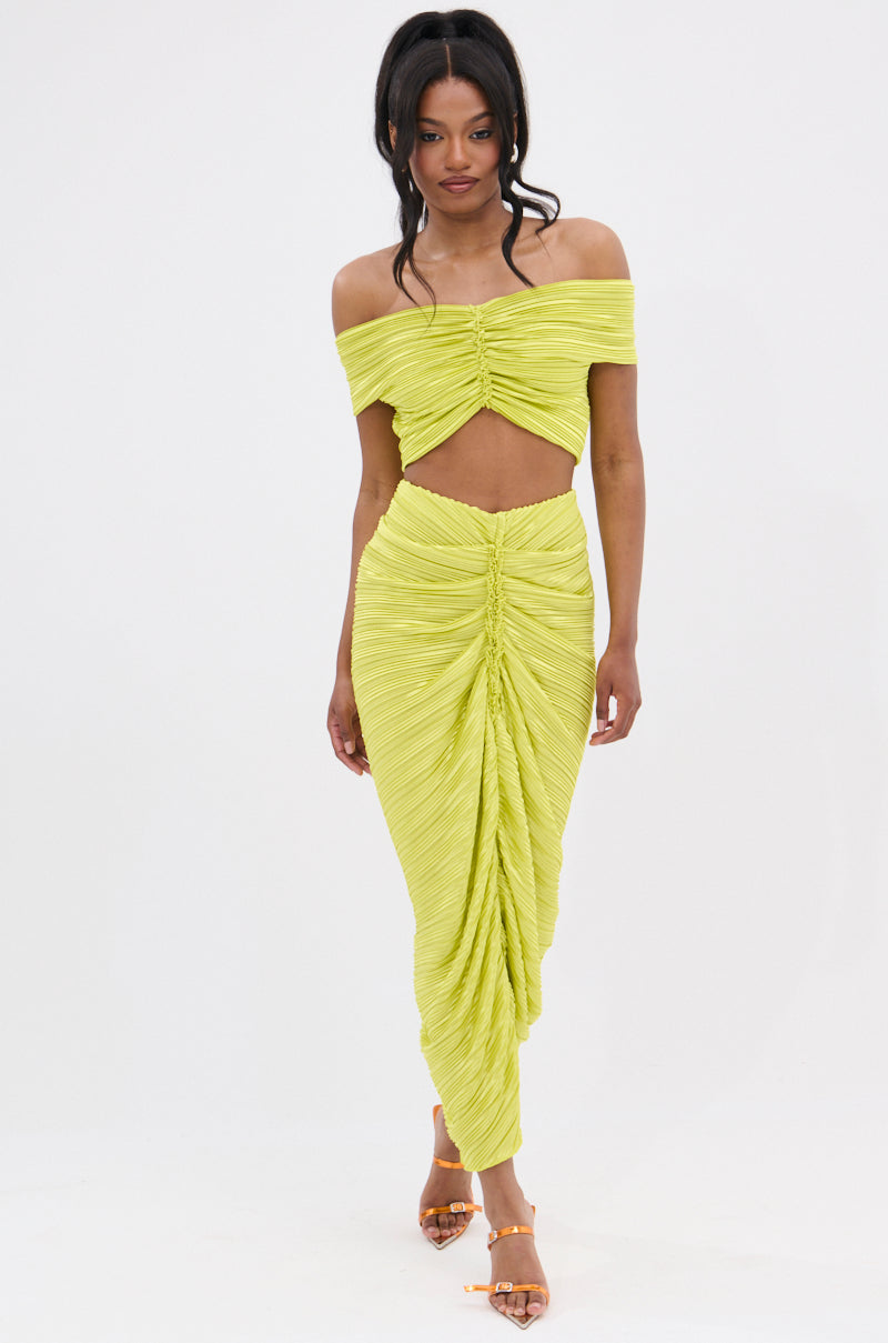 SWEET AS CAN BE GREEN OFF THE SHOULDER TOP