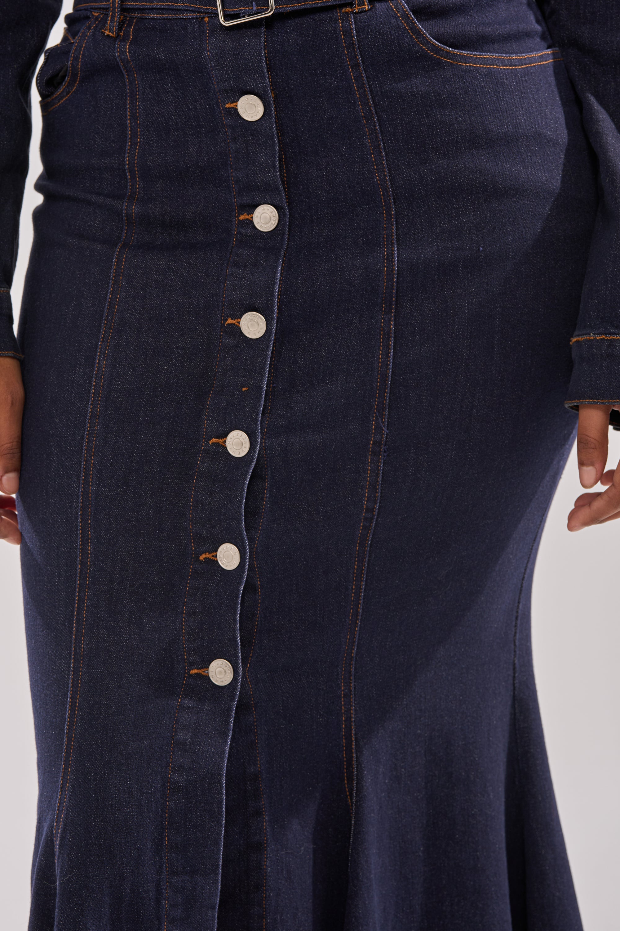 YOU GOT ME SPINNING DENIM MAXI SKIRT