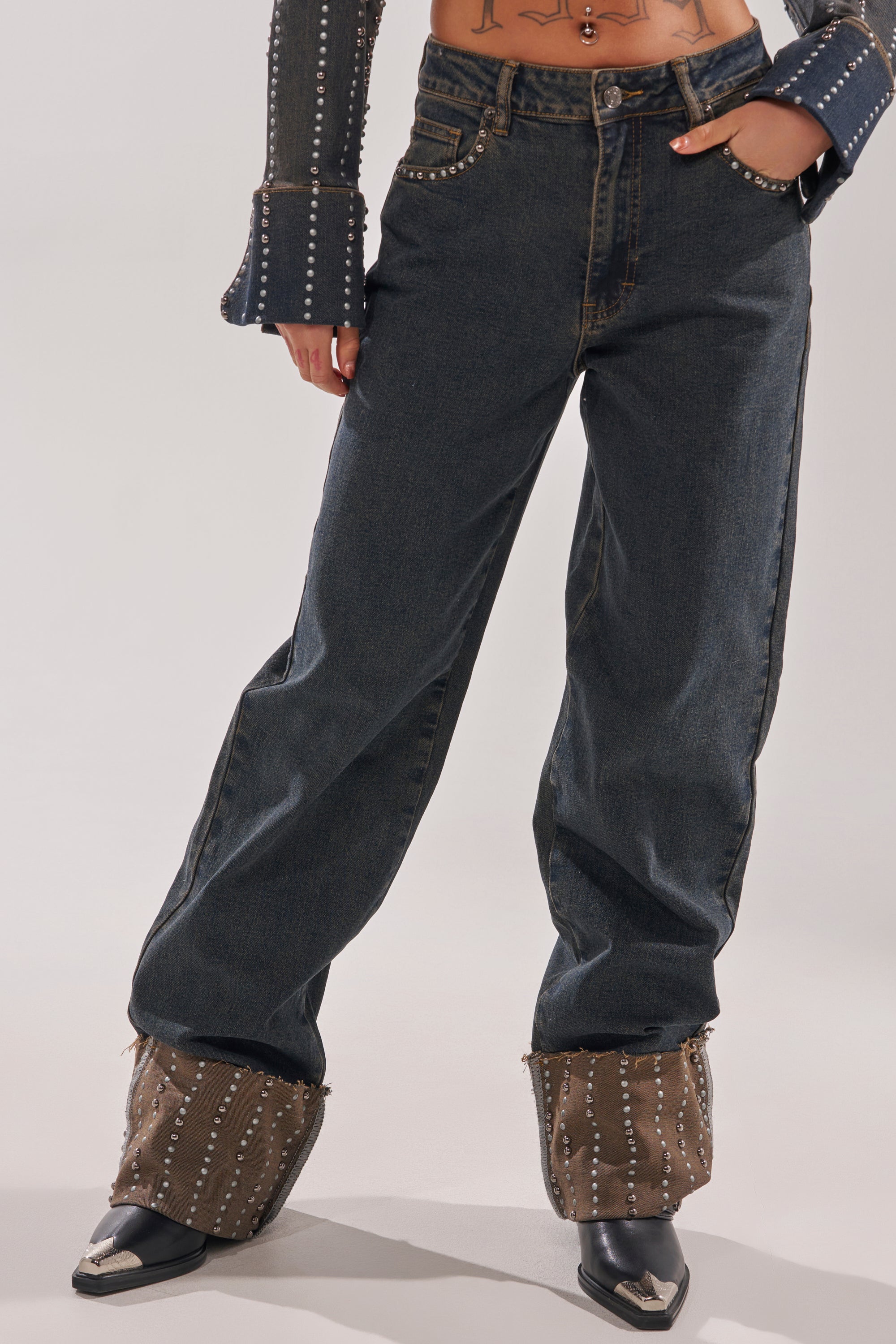 VANJA STUDDED WIDE LEG DENIM