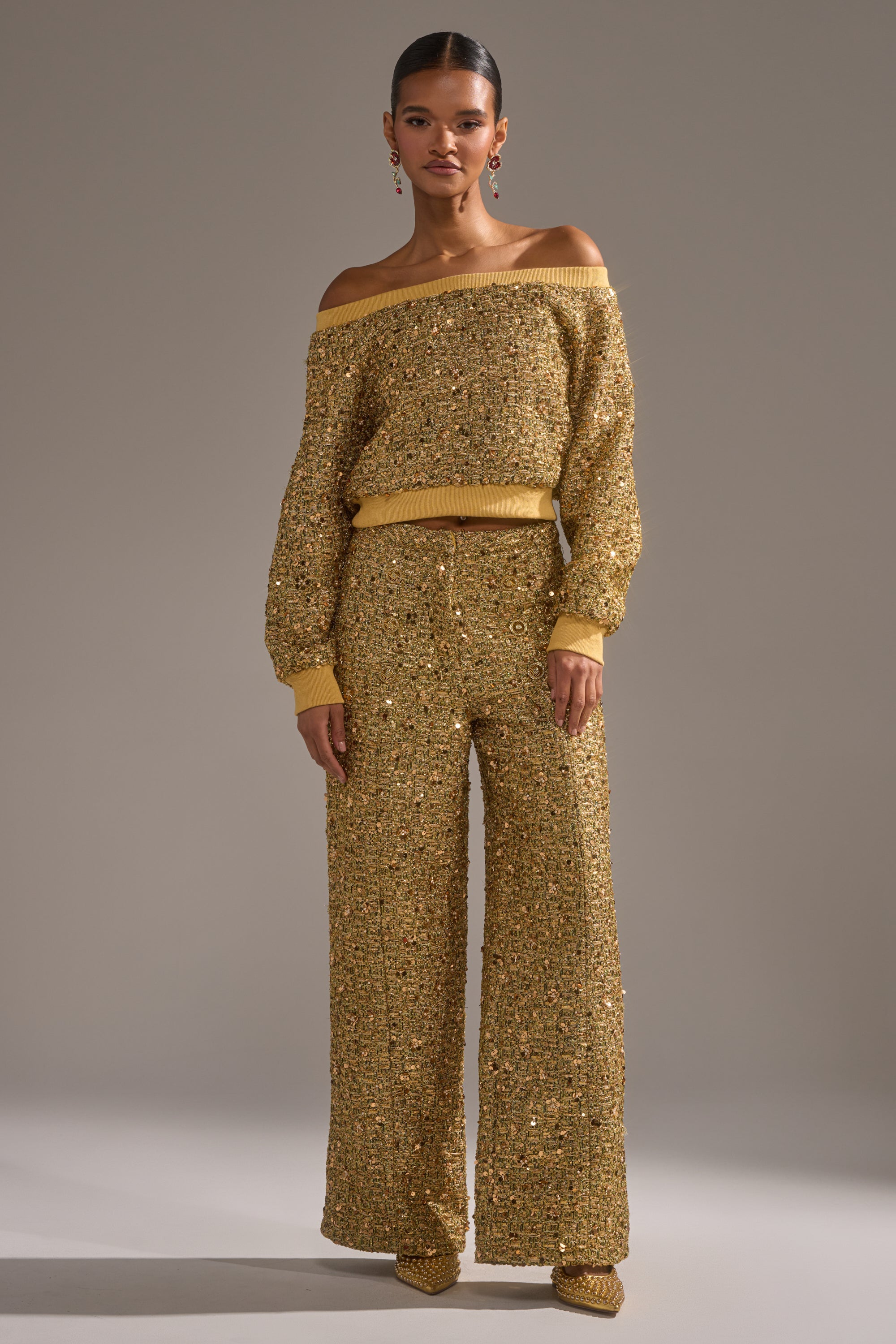 PRETTY IN GOLD STRAIGHT LEG PANT
