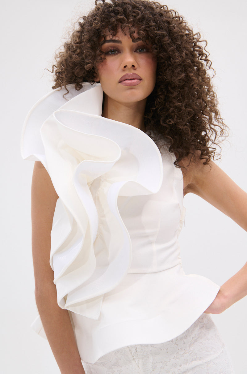 JULIETTE EXAGERATD RUFFLE BLOUSE