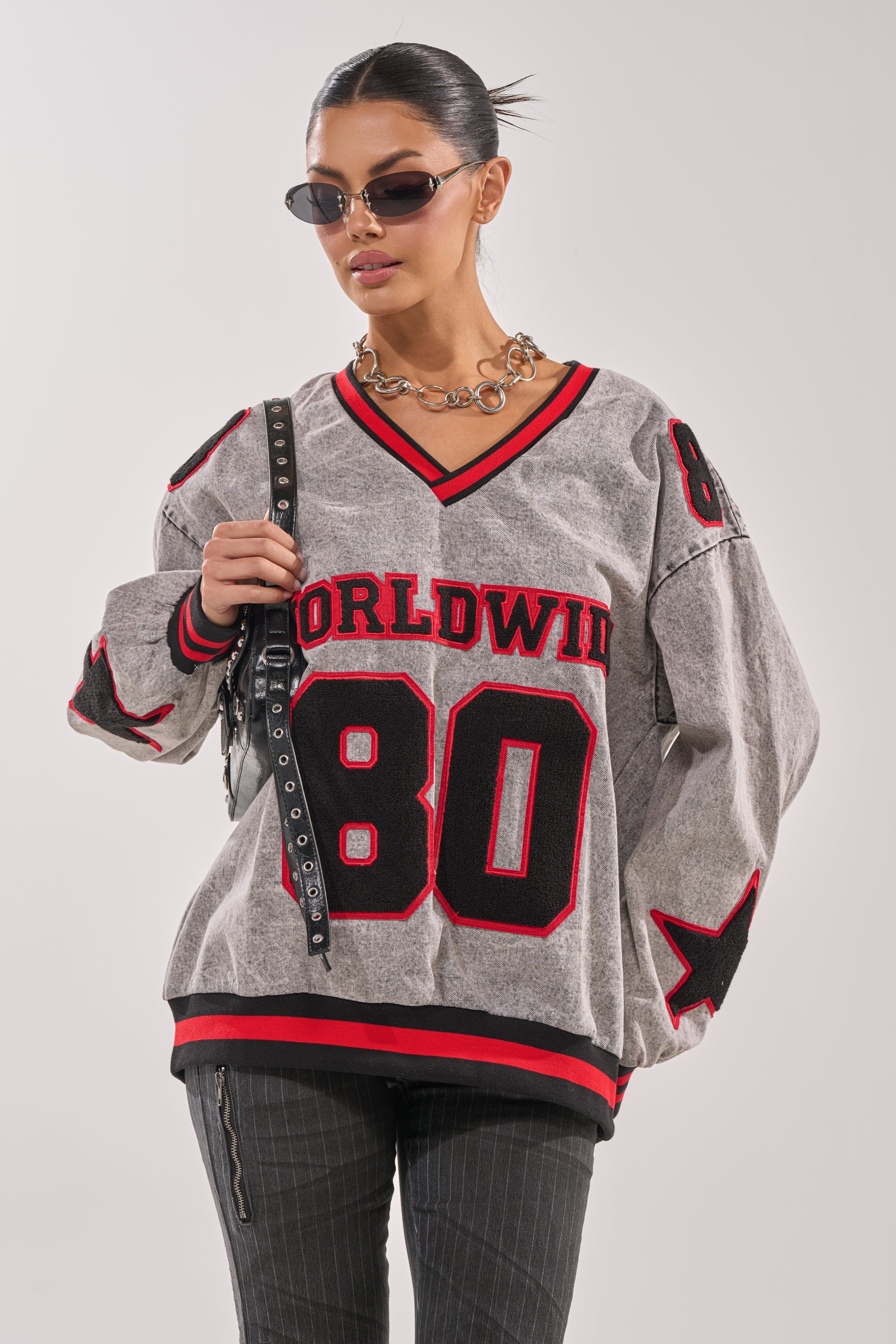 IN MY OWN WORLD DENIM SWEATSHIRT
