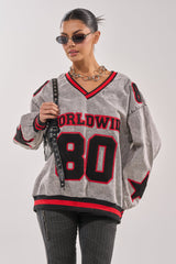 IN MY OWN WORLD DENIM SWEATSHIRT