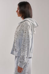 OH HOT DAMN EMBELLISHED ZIP UP SWEATSHIRT