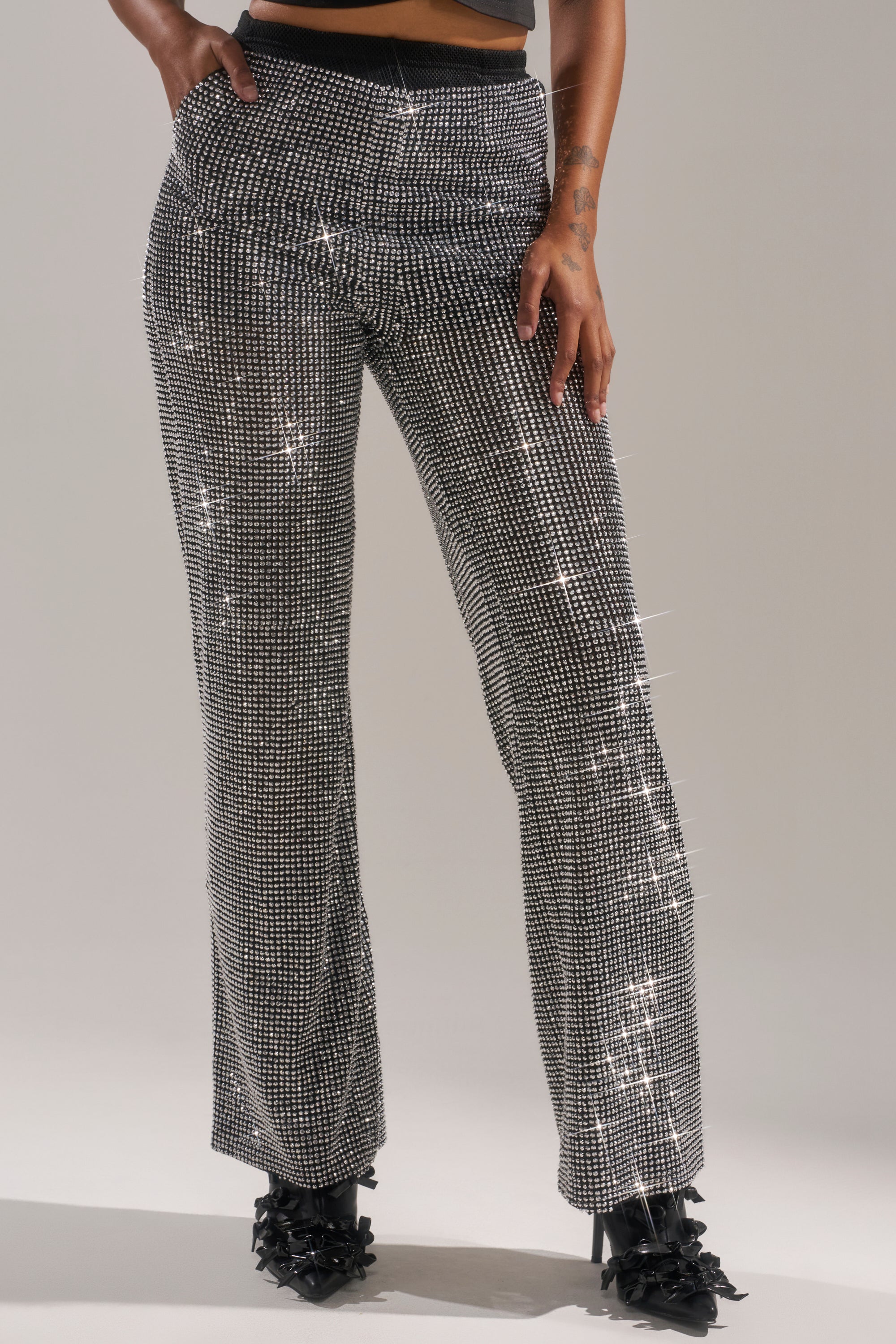 LET IT GO RHINESTONE WIDE LEG PANT