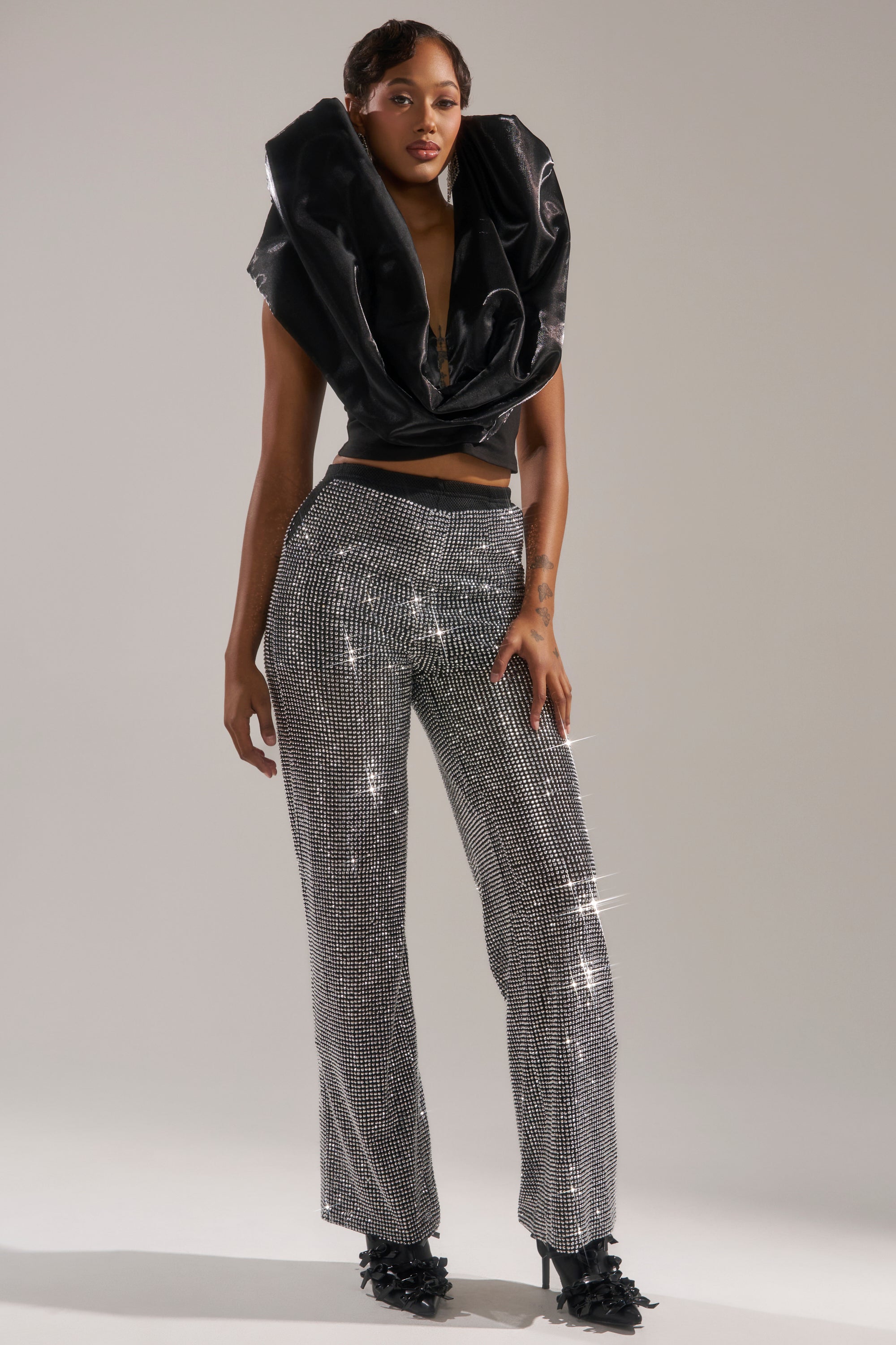LET IT GO RHINESTONE WIDE LEG PANT